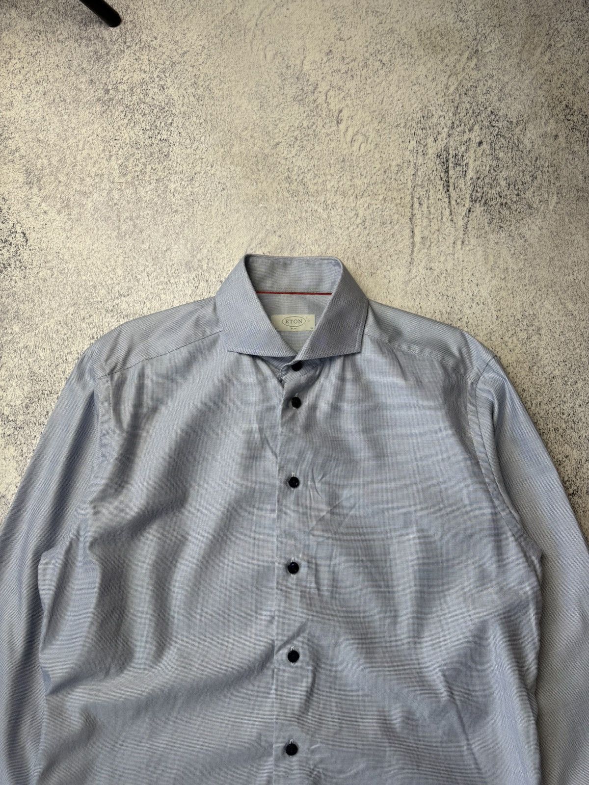 Eton ETON Mens Button Down Blue Cotton Slim Long Sleeve Shirt Size US L / EU 52-54 / 3 - 2 Thumbnail