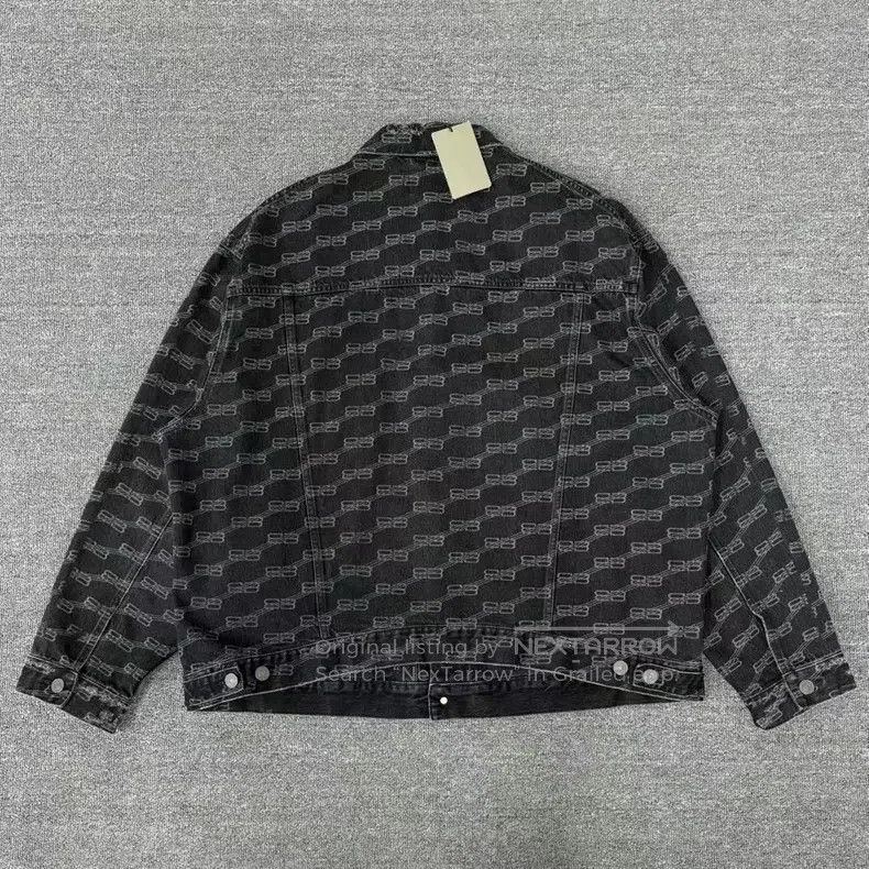 Balenciaga Balenciaga Black Double B Buckle Full Print Denim Jacket Size US L / EU 52-54 / 3 - 2 Thumbnail