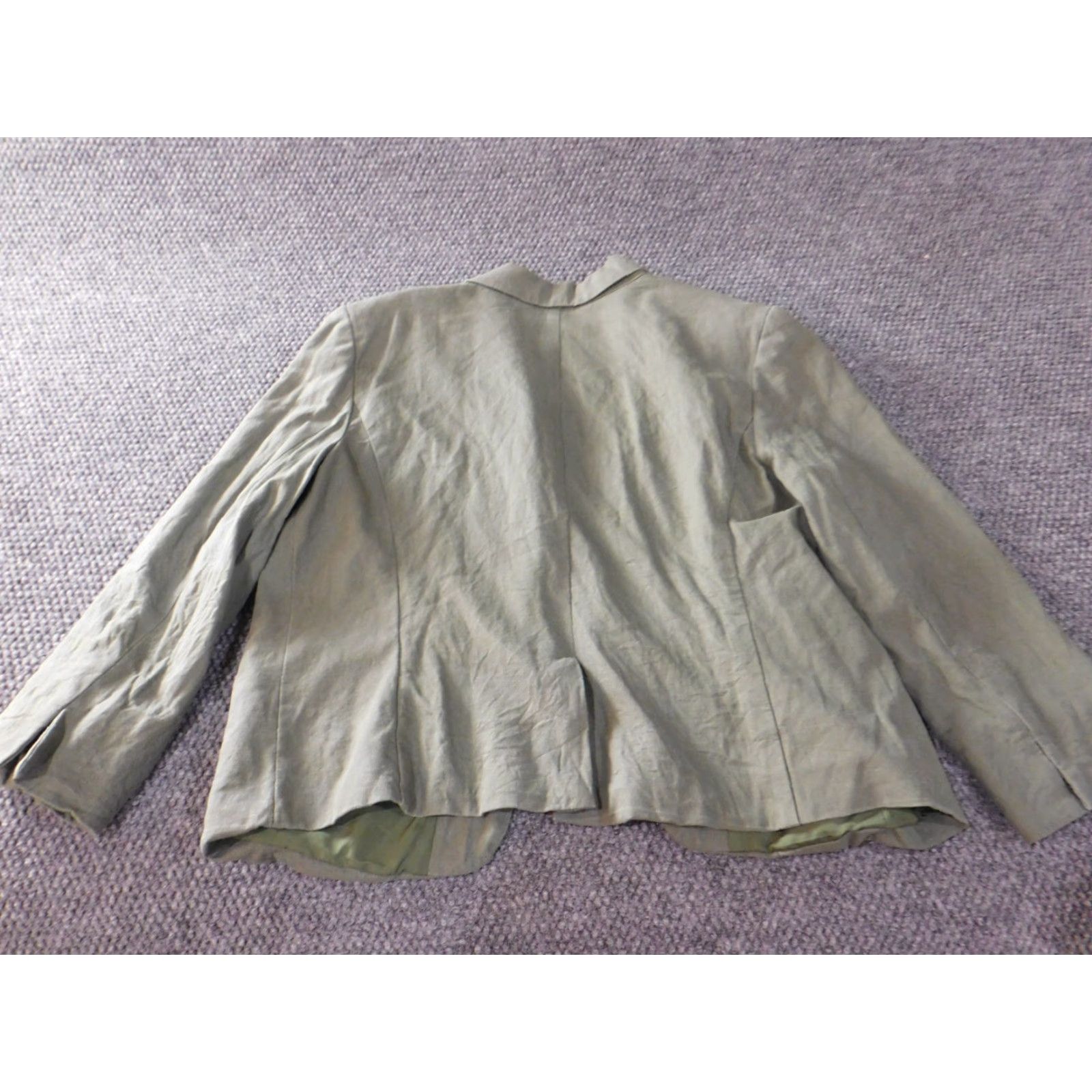 Ann Taylor Ann Taylor Loft Jacket Blazer 14 Green Linen Blend Knit Pocket Casual Women's Regular Mid-Length Spring Fall Size XL / US 12-14 / IT 48-50 - 6 Thumbnail