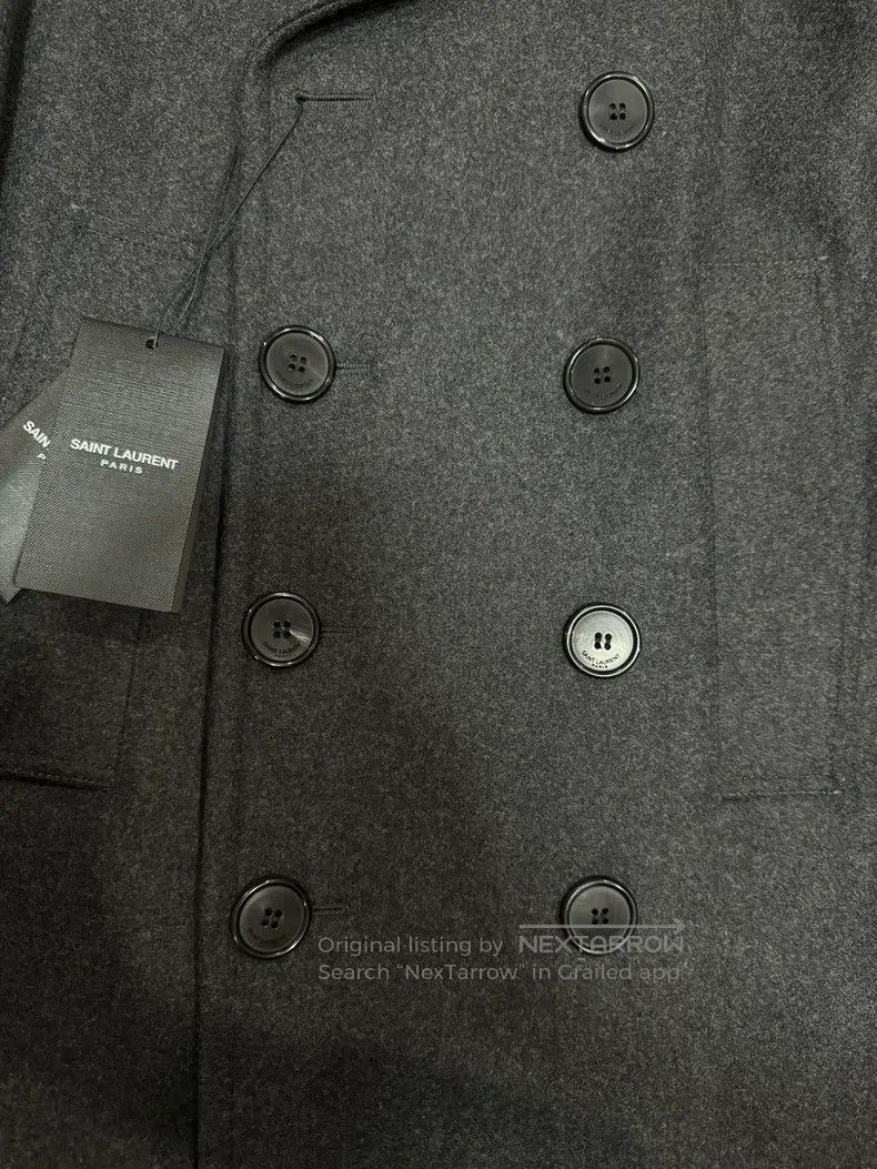 Saint Laurent Paris Saint Laurent Paris Gray Double-breasted Wool Coat Size US S / EU 44-46 / 1 - 6 Thumbnail