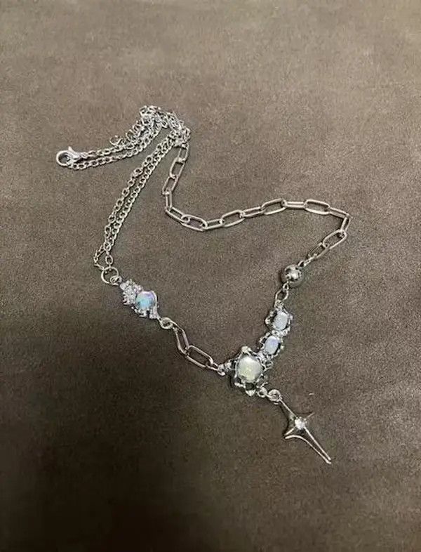 Jewelry STAR Crystal Gem Chain Link Pendant Necklace Size ONE SIZE - 6 Thumbnail