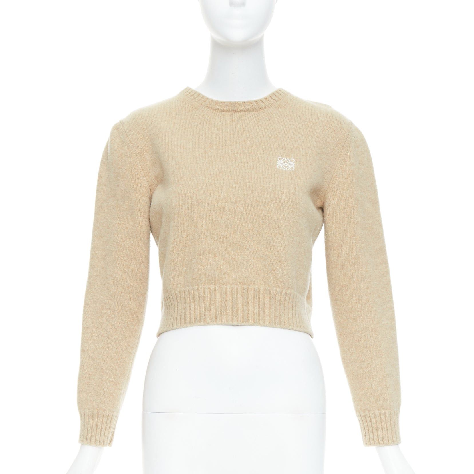 Loewe LOEWE camel anagram wool blend crew cropped sweater L Size M / US 6-8 / IT 42-44 - 1 Thumbnail