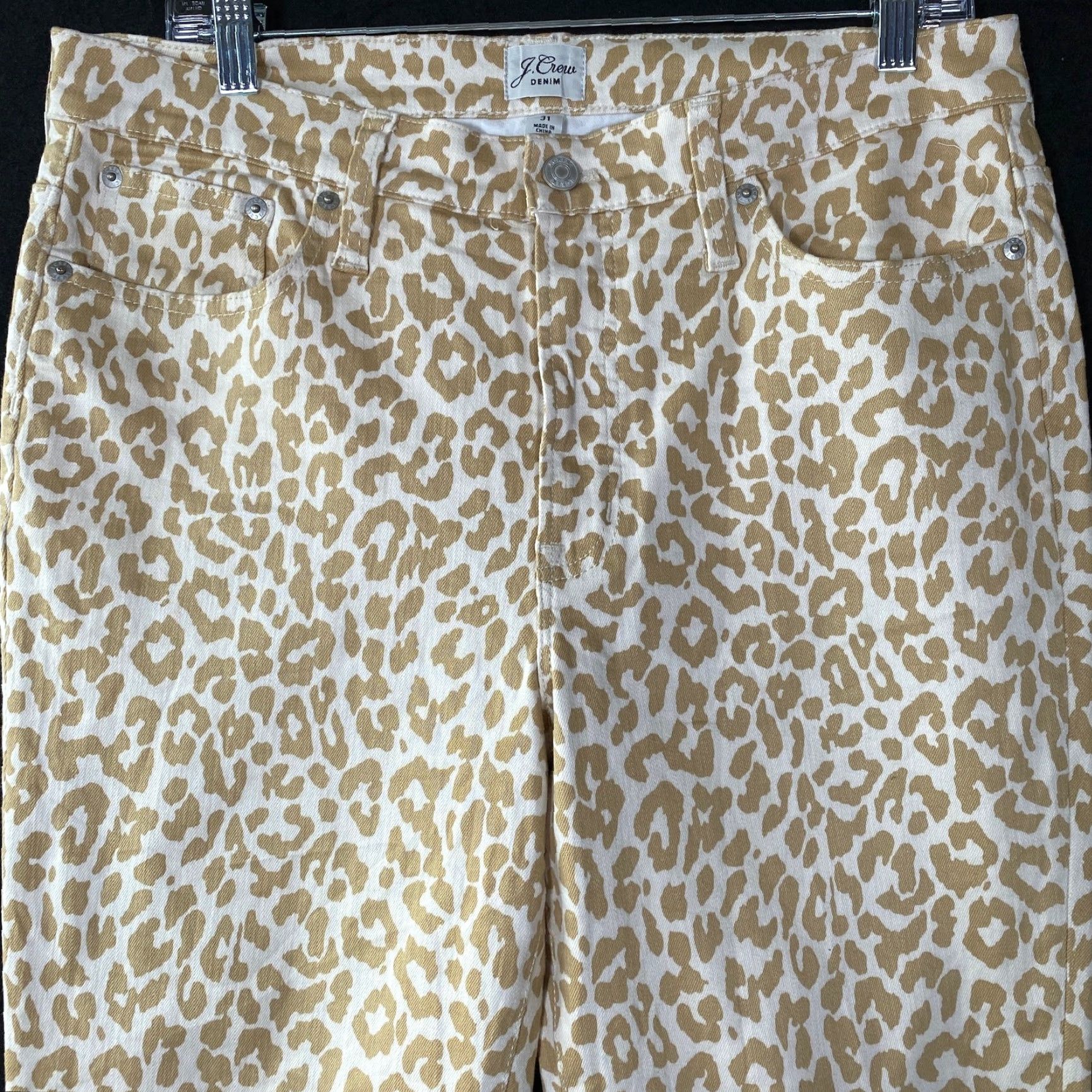 J.Crew J.Crew Jeans Cream Brown Leopard High Rise Toothpick Stretch 31 Womens Slim Skinny Denim 5-Pocket Blended Cotton Spandex Pattern Animal Print Size 24" / US 00 / IT 34 - 2 Thumbnail