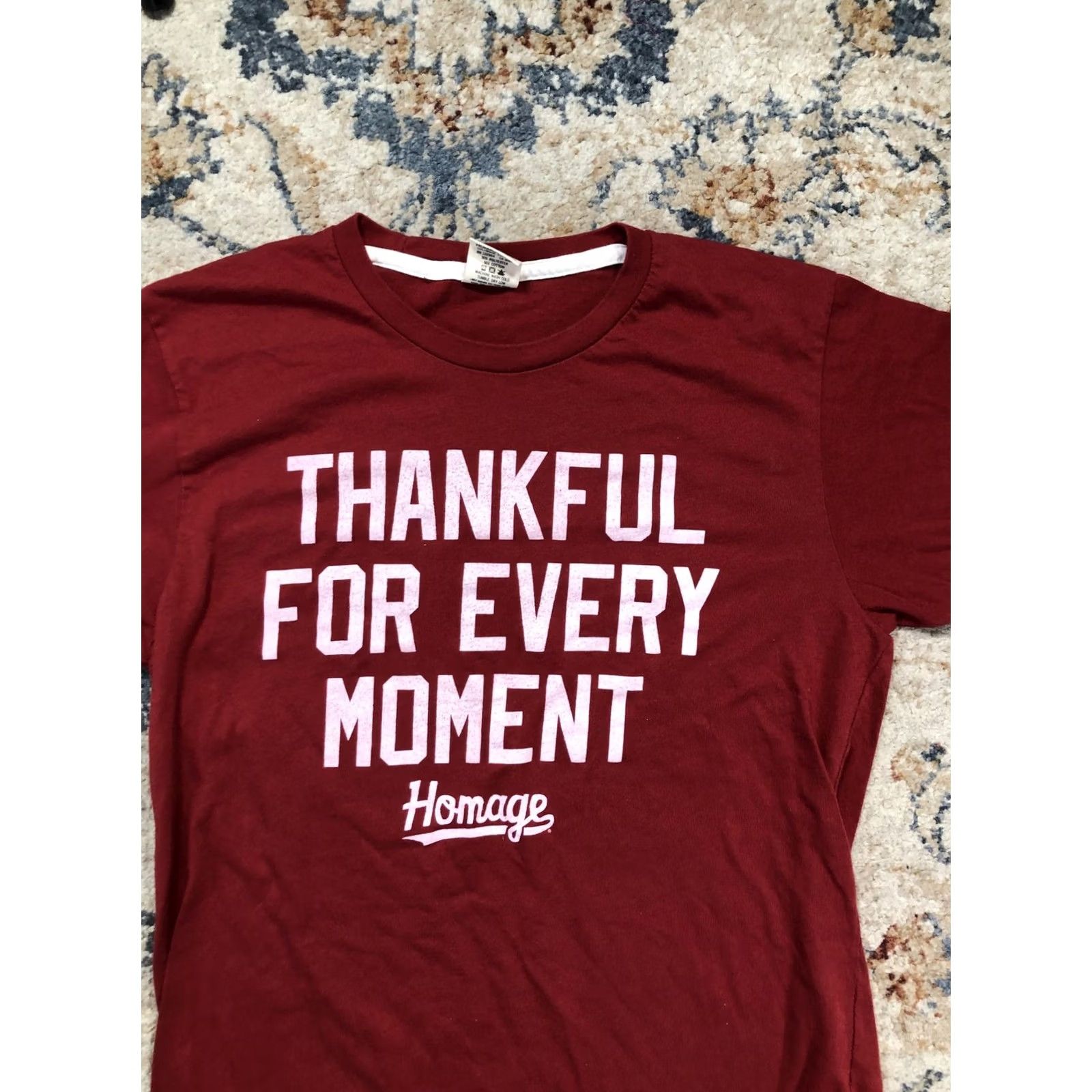 Vintage Homage Shirt Mens M Red Graphic Print Thanksgiving Thankful For Every Moment Crew Neck Short Sleeve Made USA Size US M / EU 48-50 / 2 - 2 Thumbnail