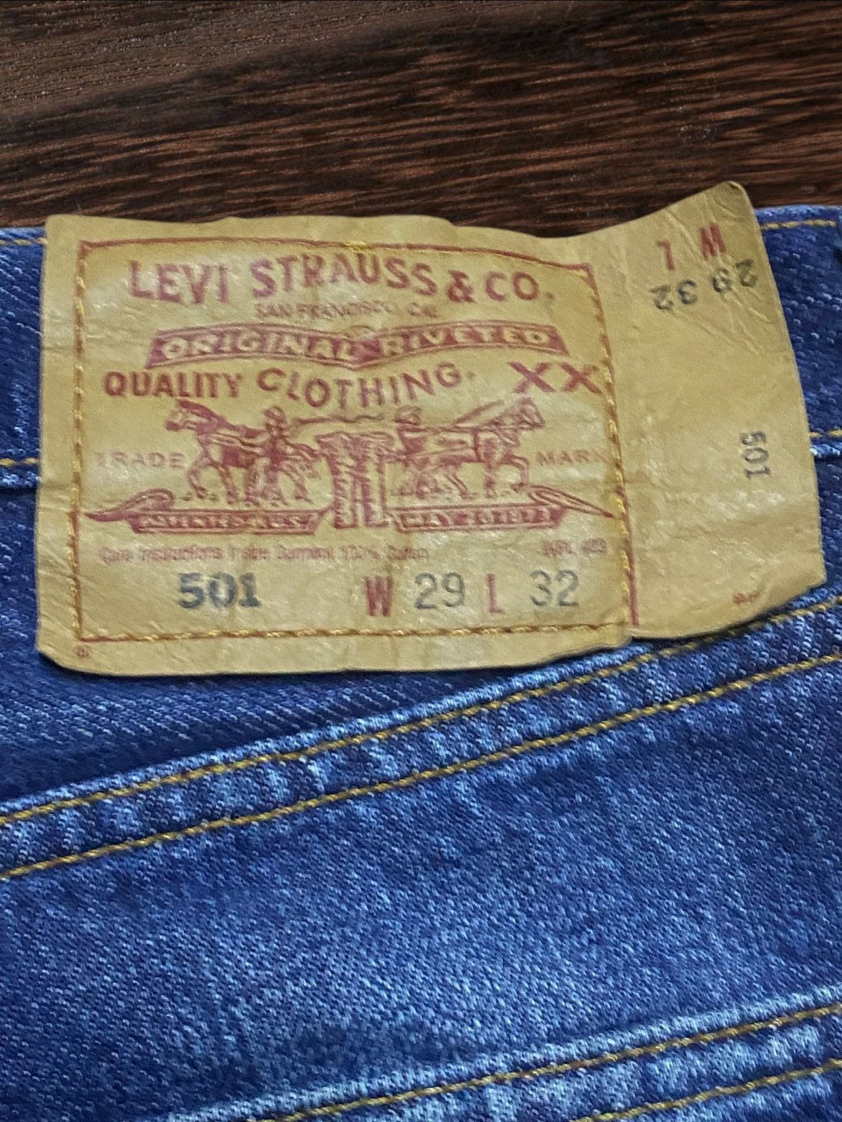 Levi's Vintage Clothing Levi's 501 blue jeans with a worn, distressed look jeans Size US 29 - 11 Thumbnail