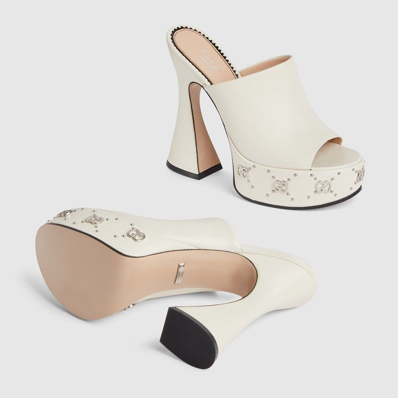 Gucci o1s1wg110125 Platform Slides Sandals in Off White Size US 8 / IT 38 - 5 Thumbnail