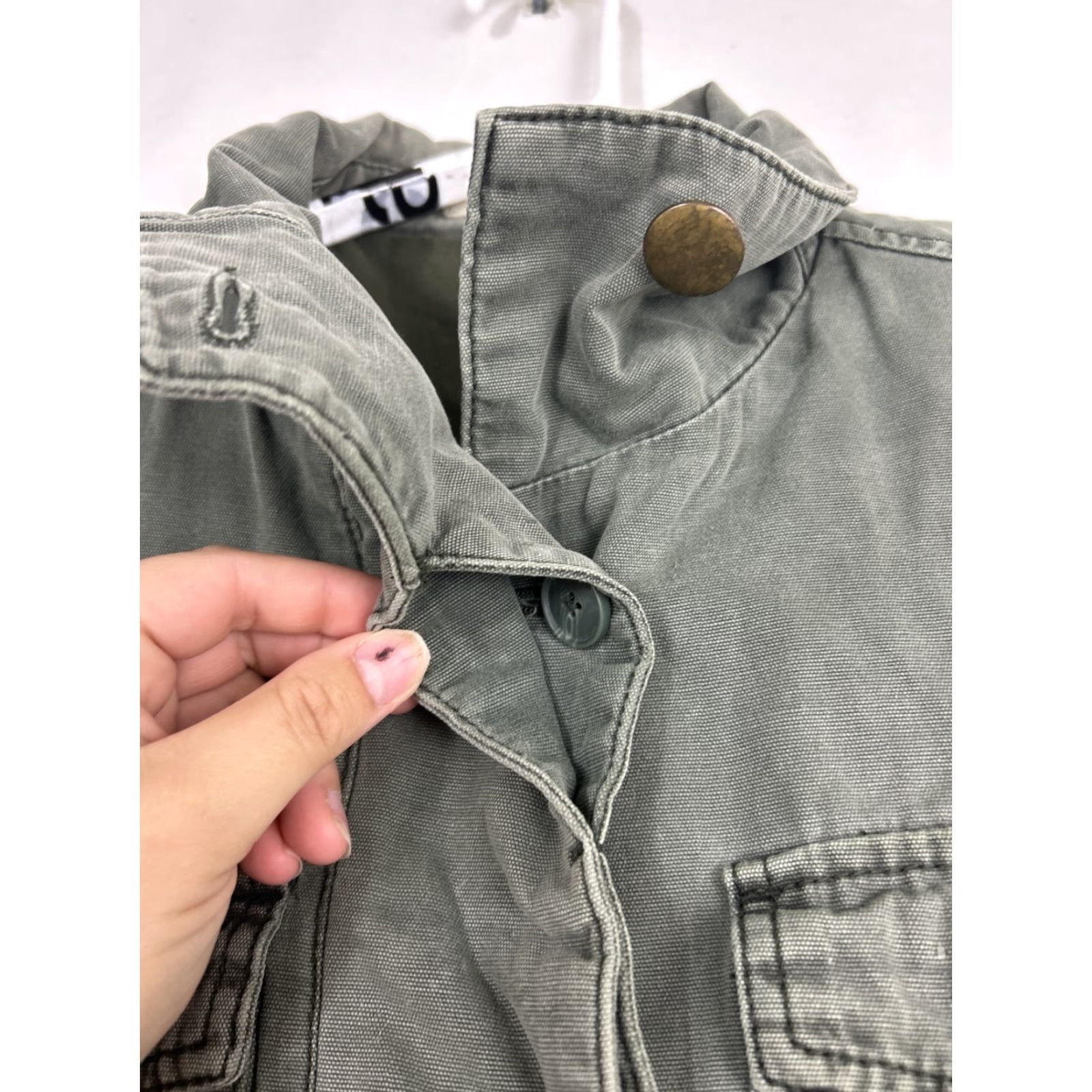 Vintage Ecote Women Field Jacket Military Green Itili Long Sleeve Cotton Button Down S Jacket Womens Army Style Pockets Size S / US 4 / IT 40 - 6 Thumbnail