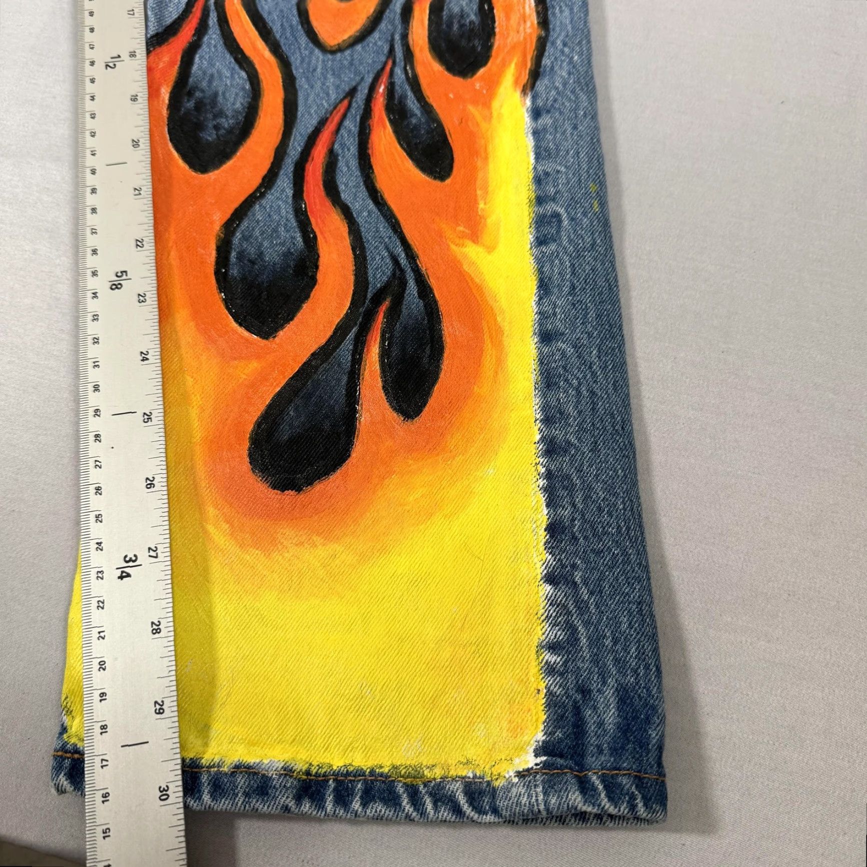VINTAGE Levi's Jeans Mens 30x30 Blue 501 Straight Fit Denim Pants Flames Y2K 90s