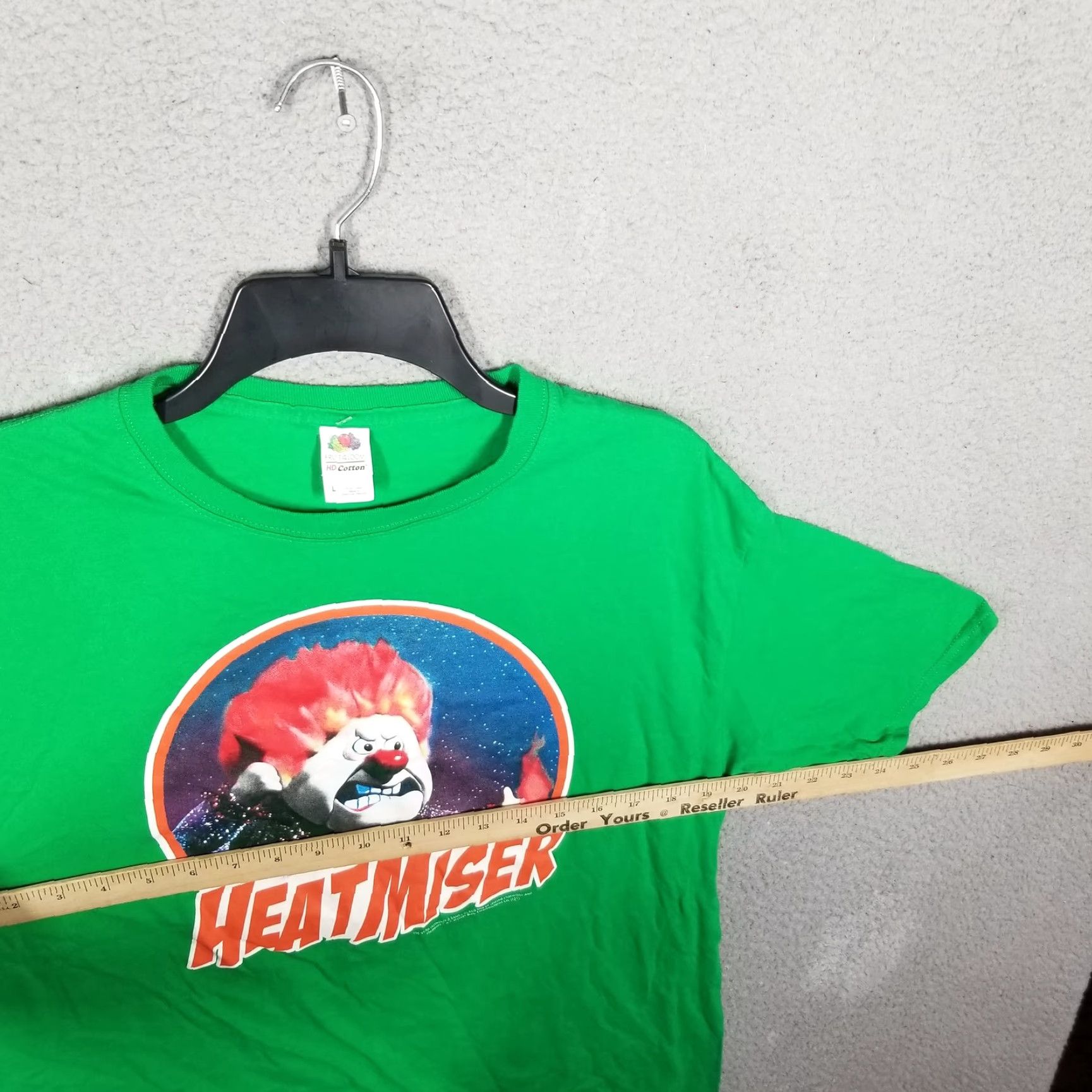 Fruit Of The Loom VINTAGE Heat Miser Christmas T-Shirt Men Large Green Cartoon Movie Holiday Graphic Tee Holiday Season Size US L / EU 52-54 / 3 - 6 Thumbnail