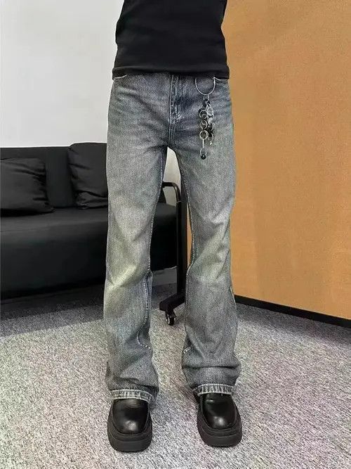 Jean Washed distressed micro-flare retro baggy jeans Size US 34 / EU 50 - 4 Thumbnail
