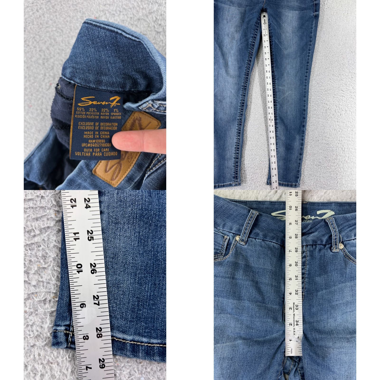 Vintage Seven7 Jeans Women 12 Blue Denim Skinny Taper Cotton Blend 29x29 Womens Size 34" / US 12 / IT 48 - 8 Thumbnail