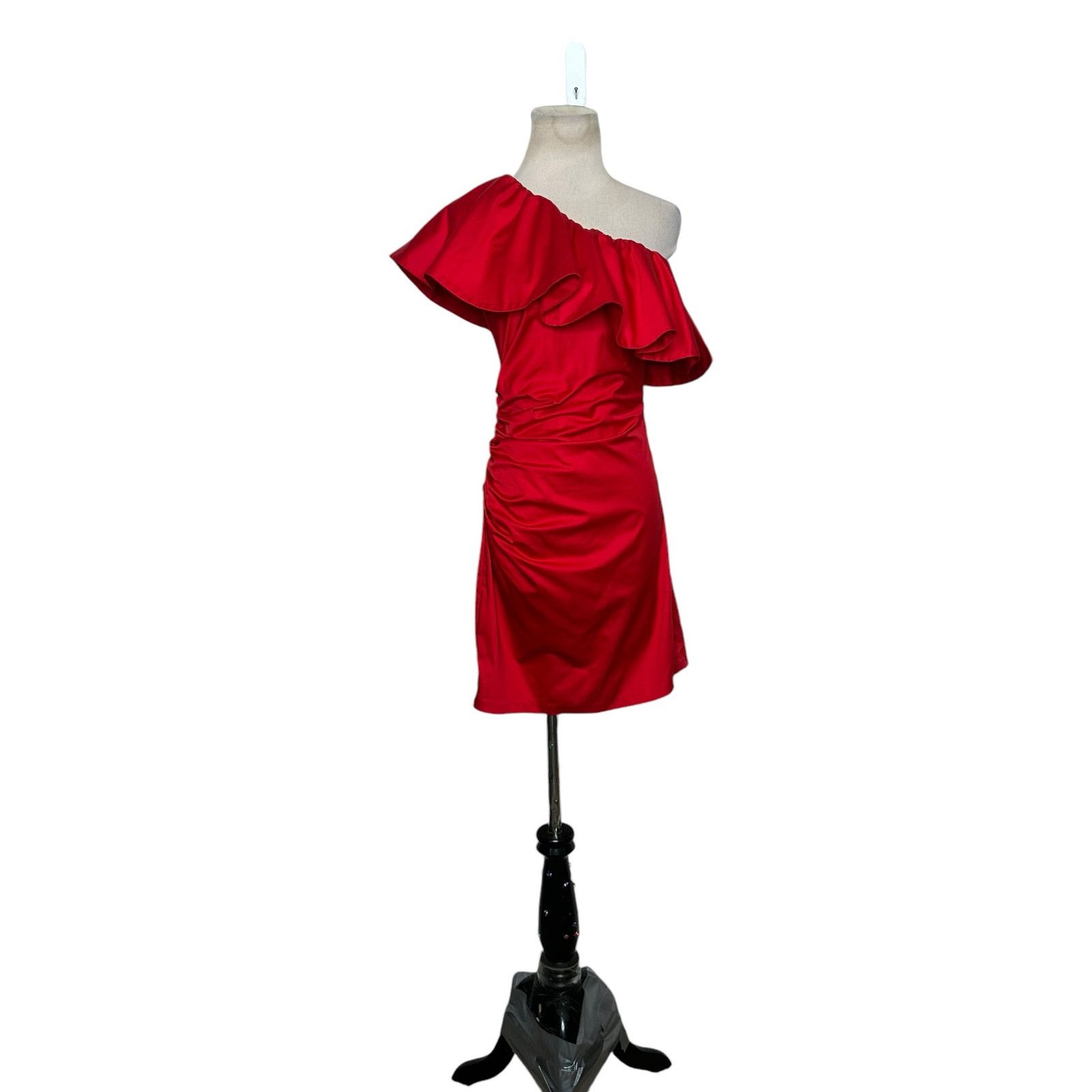 H&M H&M red one shoulder ruffled ruched mini dress size 4 Size S / US 4 / IT 40 - 10 Thumbnail