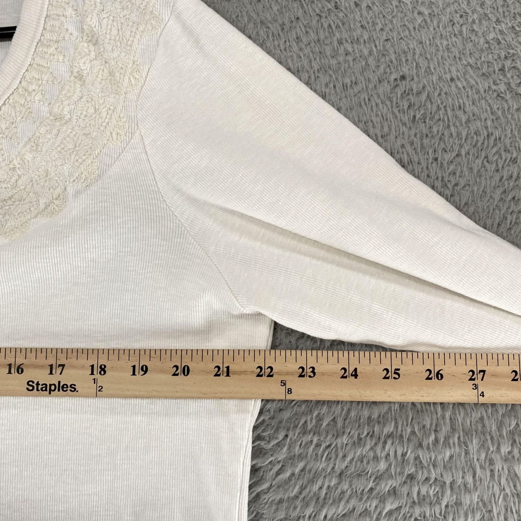 Lucky Brand Lucky Brand Henley Shirt Womens XXL White Crochet Lace Long Sleeve Boho Top Size XXL / US 16-18 / IT 52-54 - 5 Thumbnail