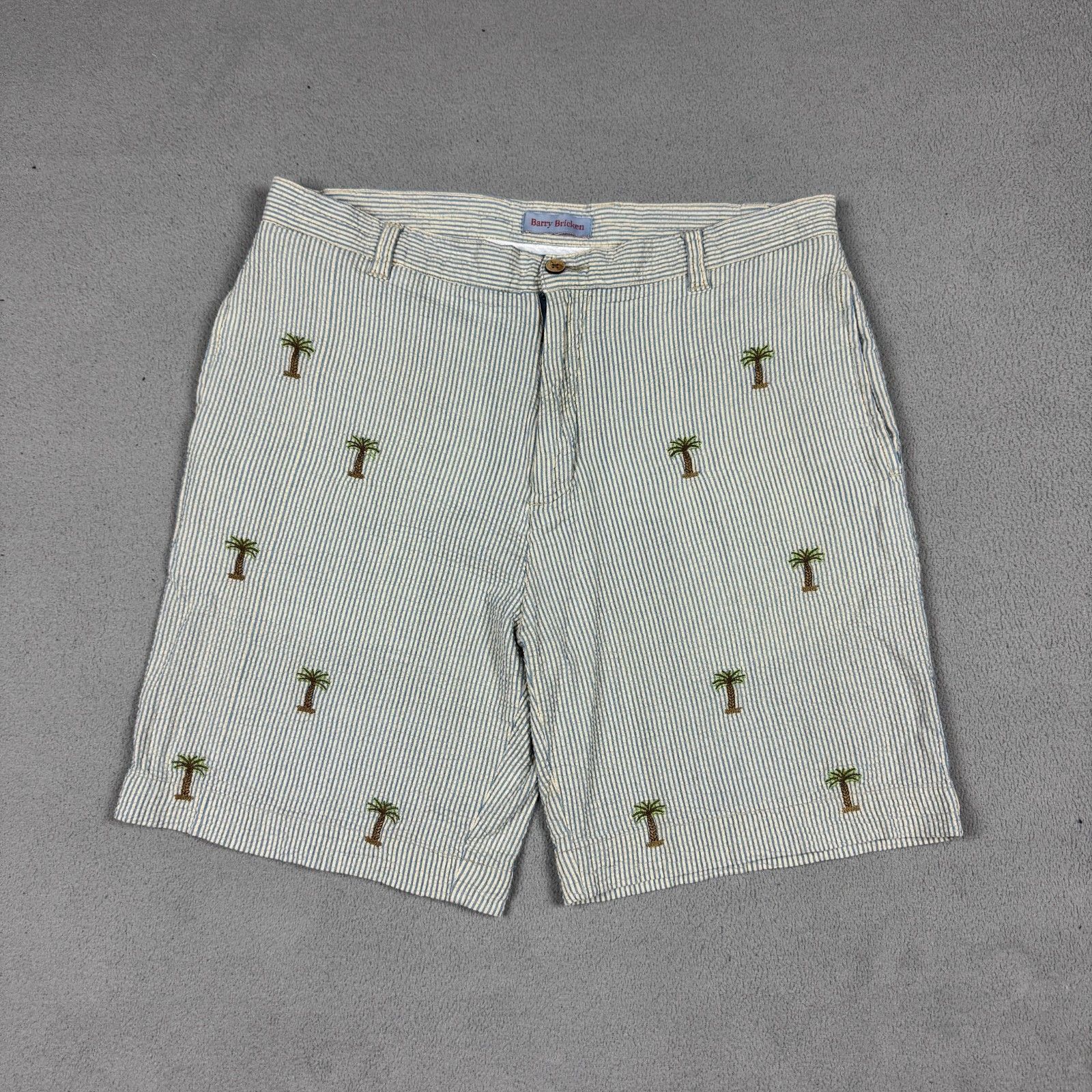 Barry Bricken Barry Bricken Seersucker Shorts Palm Tree Embroidered 34 Size US 34 / EU 50 - 10 Thumbnail