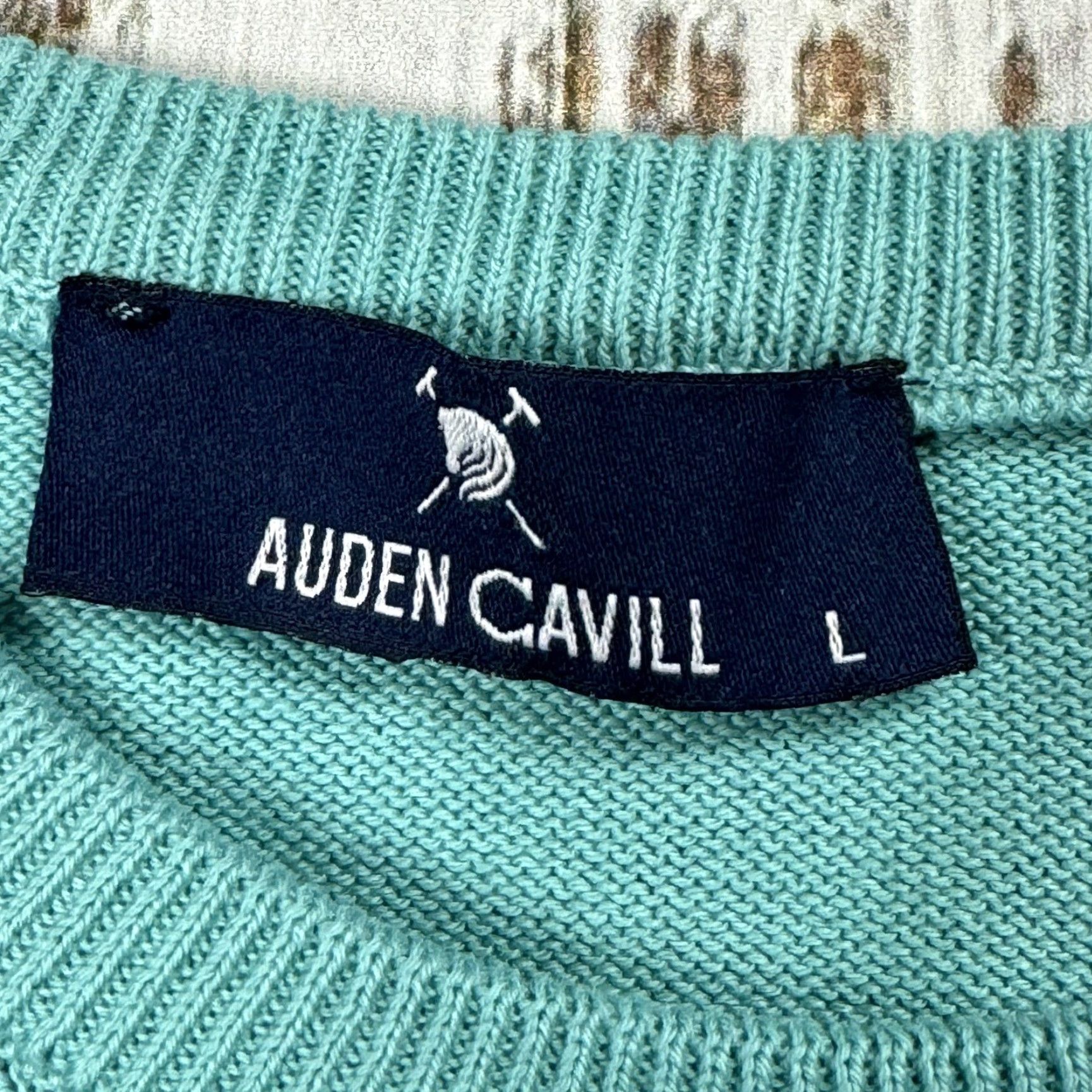 Vintage AUDEN CAVILL Men's Large Seafoam Blue Pullover Crewneck Sweater - 100% Cotton, Dressy, Sailing Size US L / EU 52-54 / 3 - 6 Thumbnail