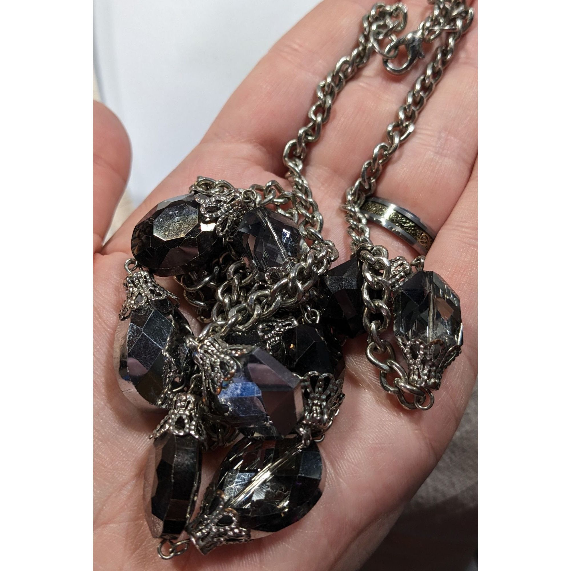 Other Elegant Glam Faceted Mirror Glass Beaded Chain Necklace Size ONE SIZE - 3 Thumbnail