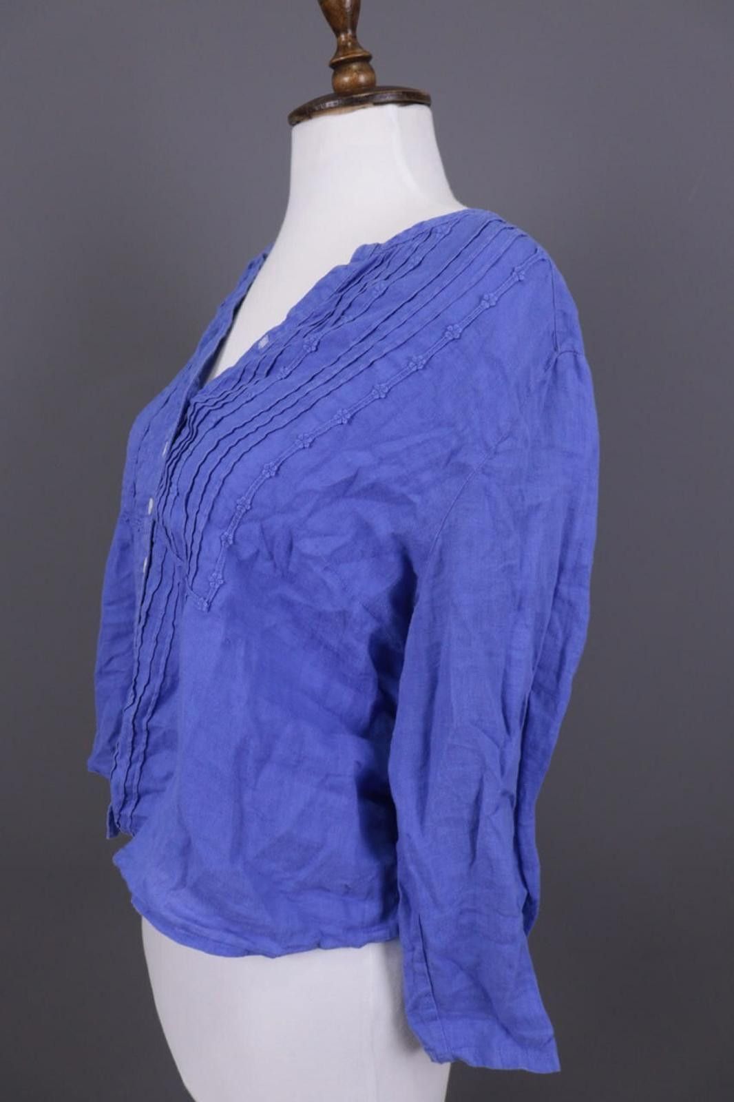 Designer John Lewis 100% Lino Blue Linen Tunic Top Shirt Size 16 Size XXL / US 16-18 / IT 52-54 - 7 Thumbnail