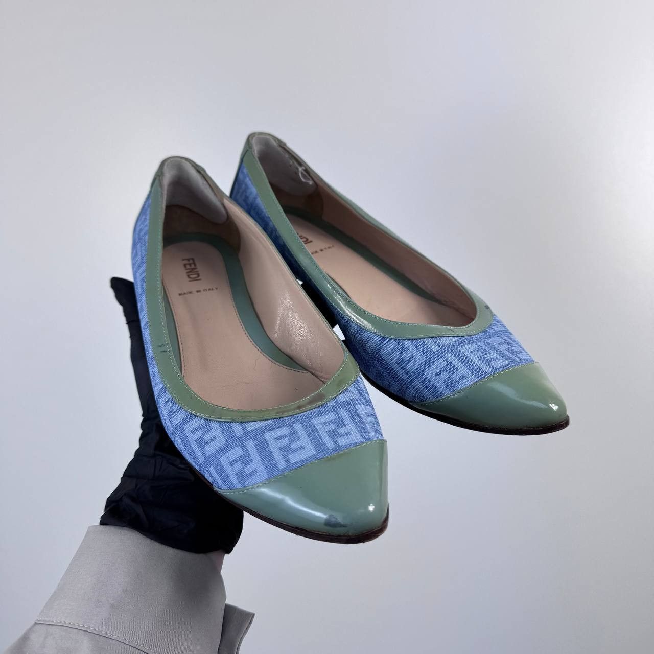Fendi Fendi FF Logo Pumps Heels Womens Denim Leather Size 37.5 Size US 7 / IT 37 - 1 Thumbnail