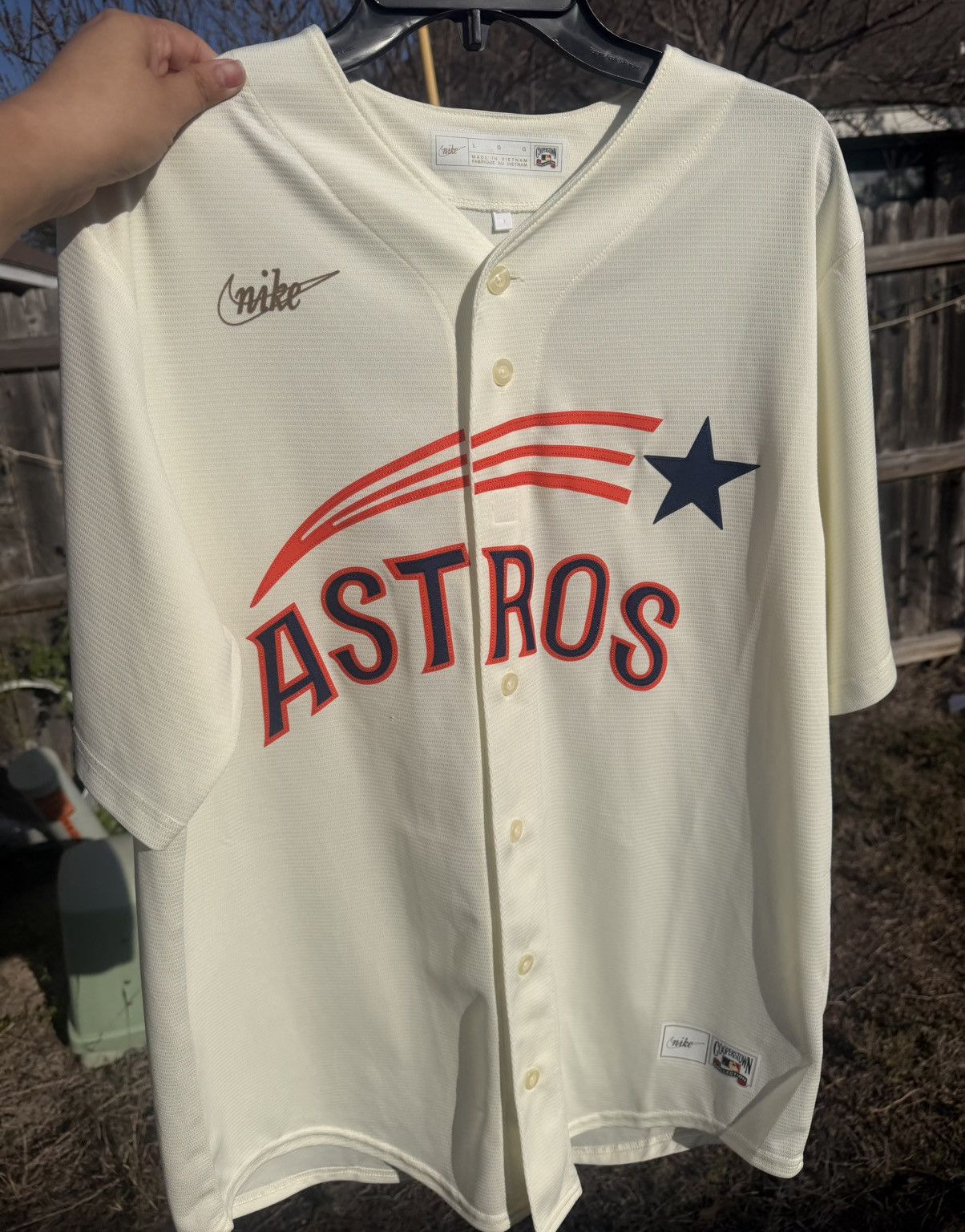 Houston Astros Nike Cooperstown Cream Retro Jersey Size L