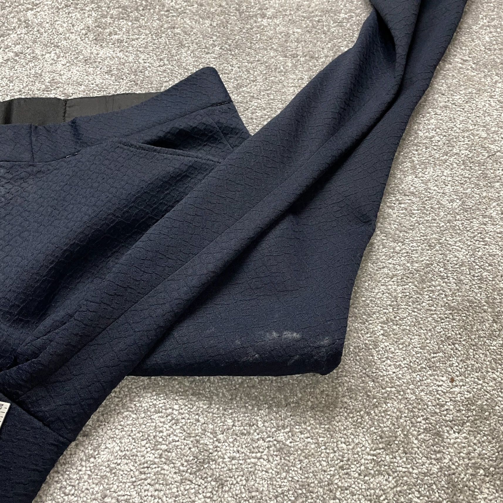 Vintage Unbranded Pants Dress Solid Dark Blue Textured Mid Rise Trouser 38x30 Womens Size 26" / US 2 / IT 38 - 6 Thumbnail