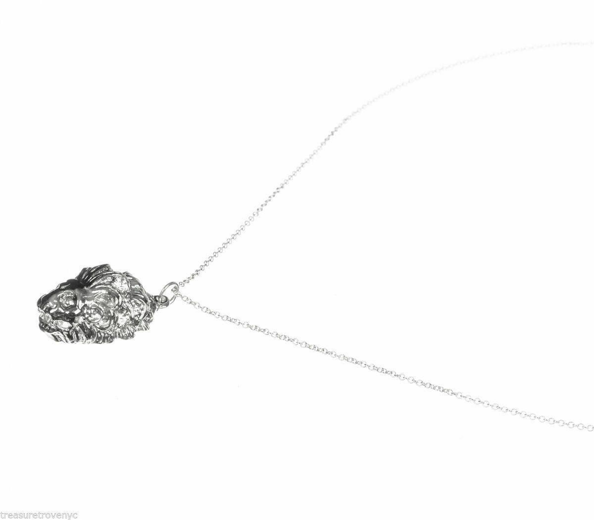 Designer Sterling Silver over Brass Etruscan Lion Pendant Necklace Size ONE SIZE - 4 Thumbnail
