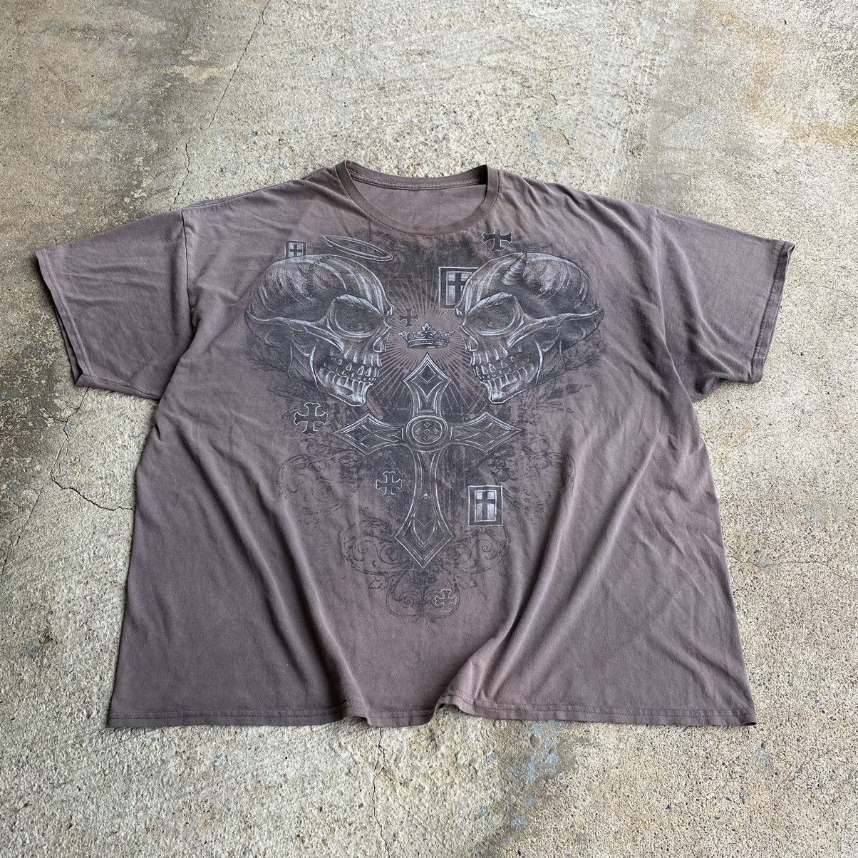 Japanese Brand × Vintage Vintage Y2K Skull Cross Affliction Style Oversized Shirt Size US XXL / EU 58 / 5 - 12 Thumbnail