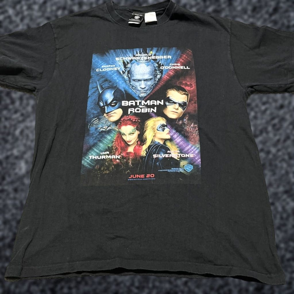VINTAGE 90s DC Batman & Robin Movie Promo Graphic Tee Shirt