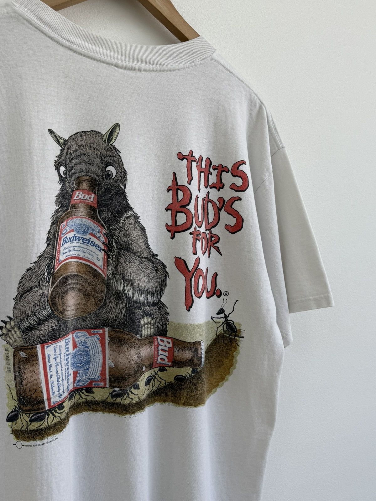 Vintage Vintage 1995 Budwiser Graphic T-Shirt Size US XL / EU 56 / 4 - 7 Thumbnail
