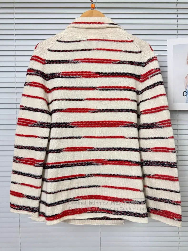 Chanel Chanel White and red striped cashmere jacket Size XXS / US 00 / IT 34 - 2 Thumbnail