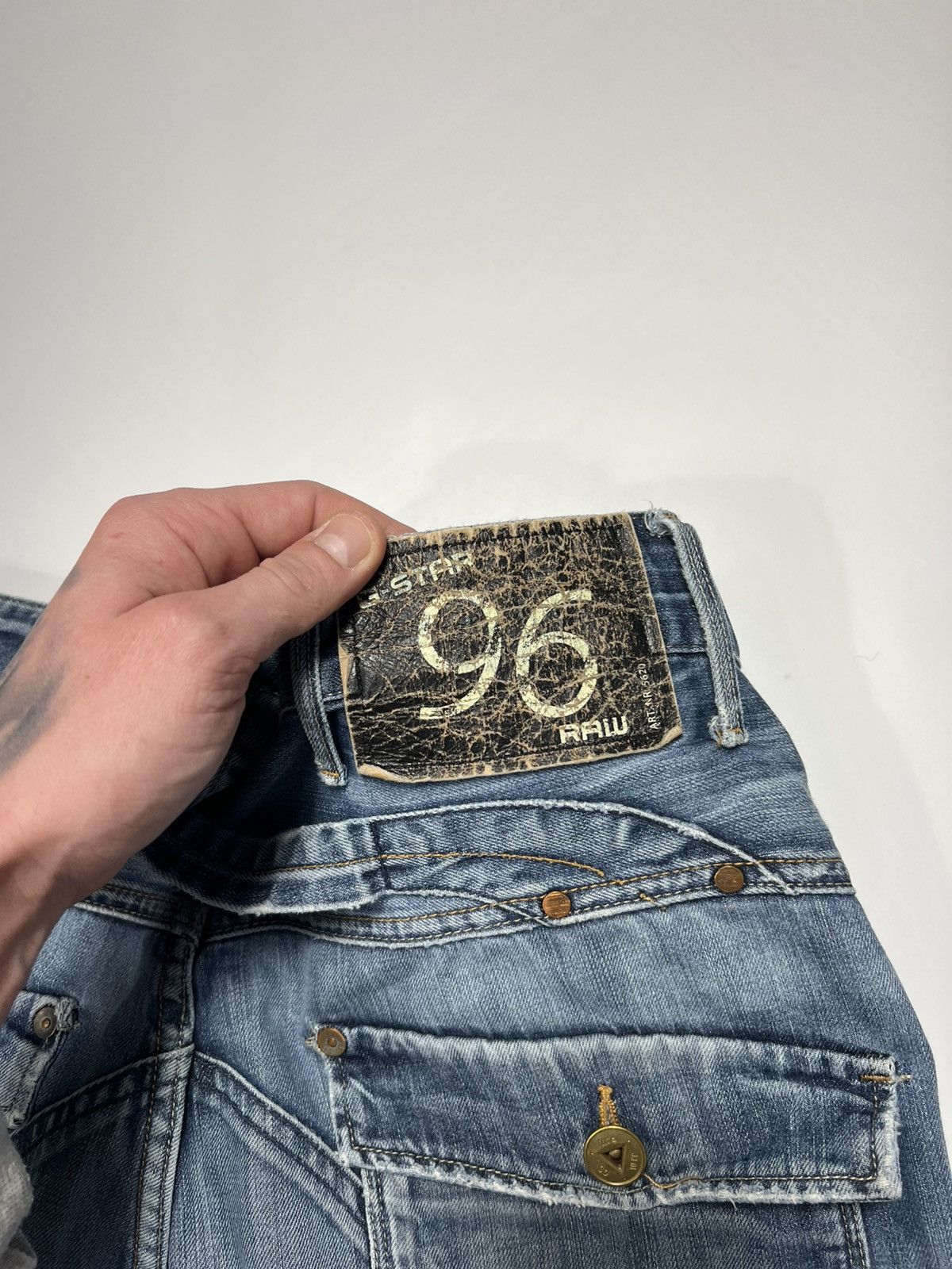 Vintage G-star Raw Distresses Baggy Double Knee Pants Jeans