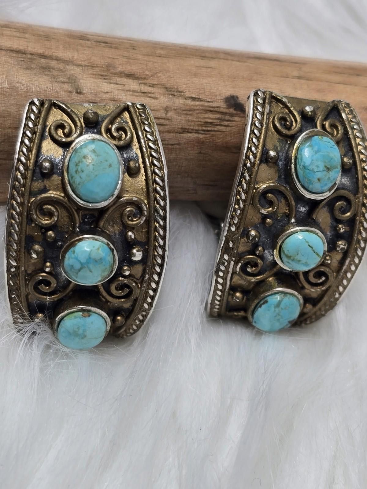 John Hardy JAI John Hardy 925 Silver Turquoise Filigree Clip Earrings Size ONE SIZE - 1 Thumbnail