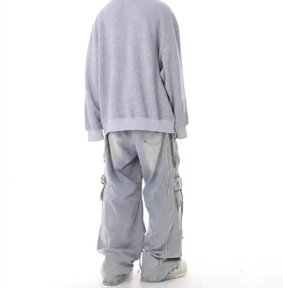 Japanese Brand Retro heavy industry beggar ripped workwear wide leg jeans Size US 32 / EU 48 - 4 Thumbnail
