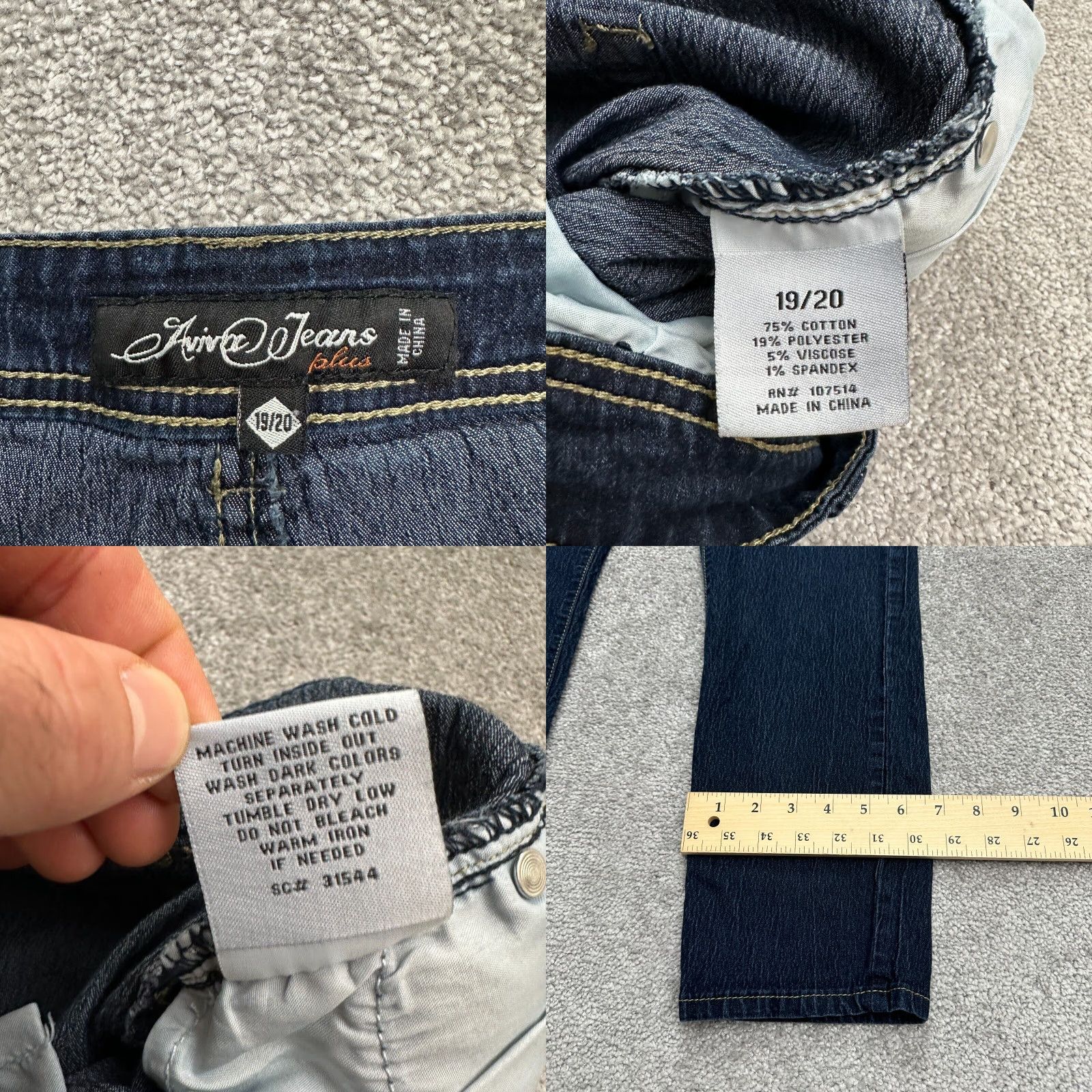 Denime Aviva Denim Jeans Womens 19/20 Plus Size Blue Dark Wash Casual Straight 36x28 Size 40" / US 18 - 8 Thumbnail