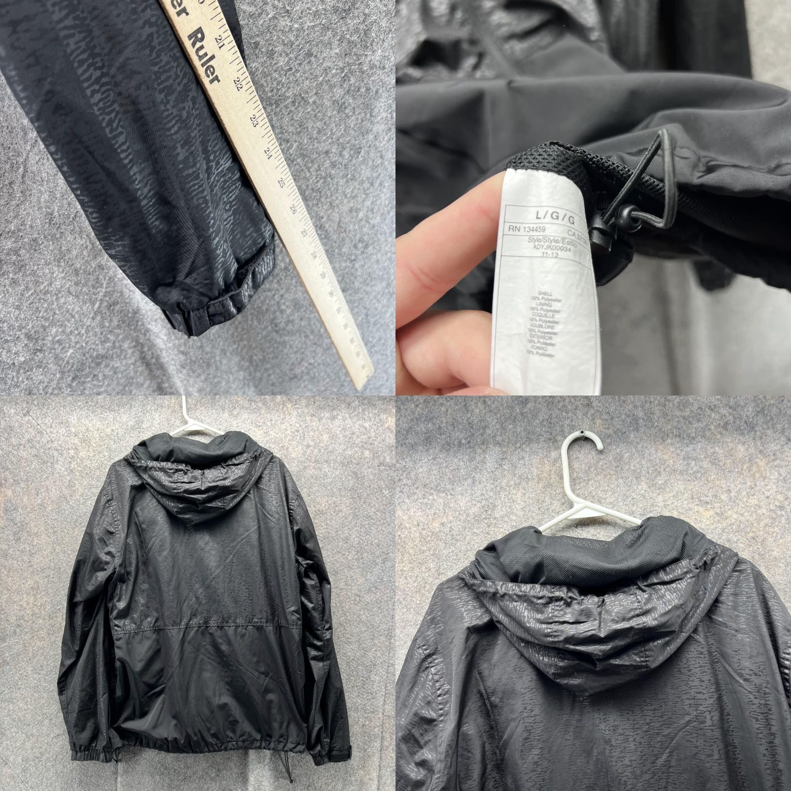 Logo 7 DC Jacket Windbreaker Logo Full Zip Adult Large Black Polyester Hoodie Jacket Mens Vtg No Size US L / EU 52-54 / 3 - 8 Thumbnail