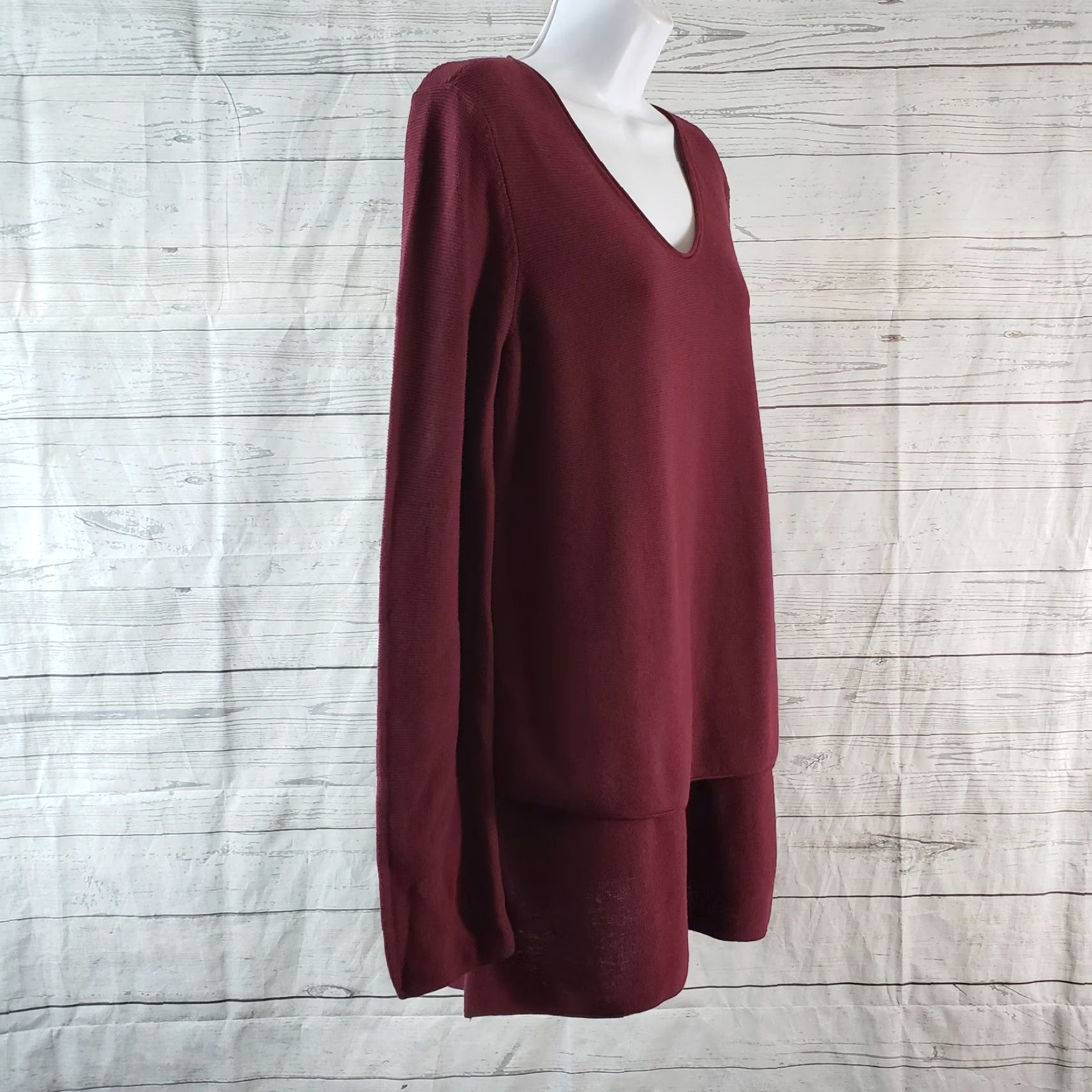 J. Jill PureJill Womens Knit Top Sz Small Brick Red V-Neck Cotton Blend Pullover Shirt Womens Size S / US 4 / IT 40 - 3 Thumbnail