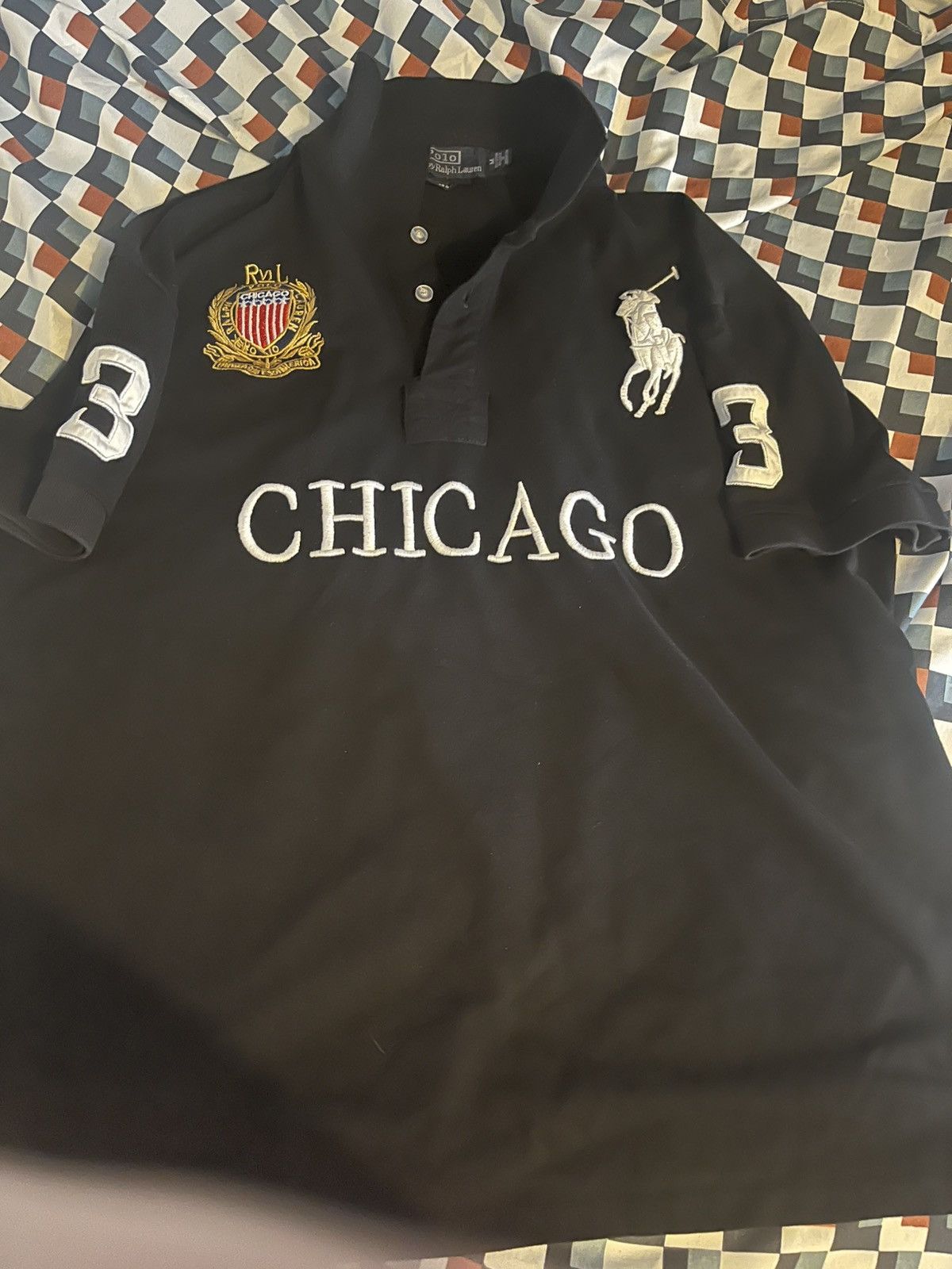 Ralph Lauren ポロシャツ CHICAGO XXL 黒 Polo Ralph Lauren Chicago black big logo size XL - Polos