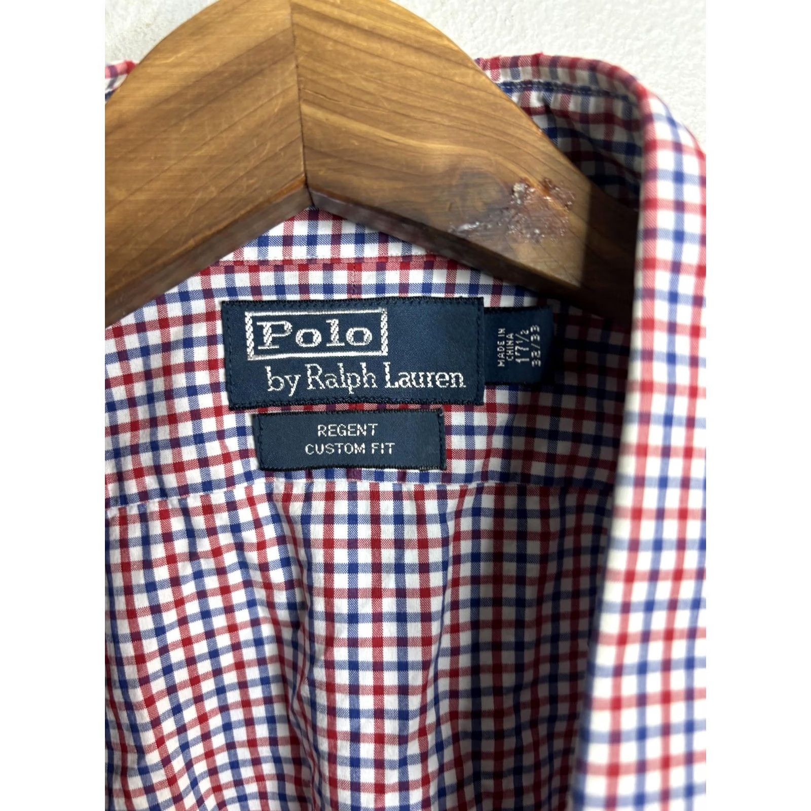 Polo Ralph Lauren VINTAGE Polo Ralph Lauren Shirt Mens 17 32/33 Red Blue Check Regent Custom Fit Button Up Size US XL / EU 56 / 4 - 3 Thumbnail