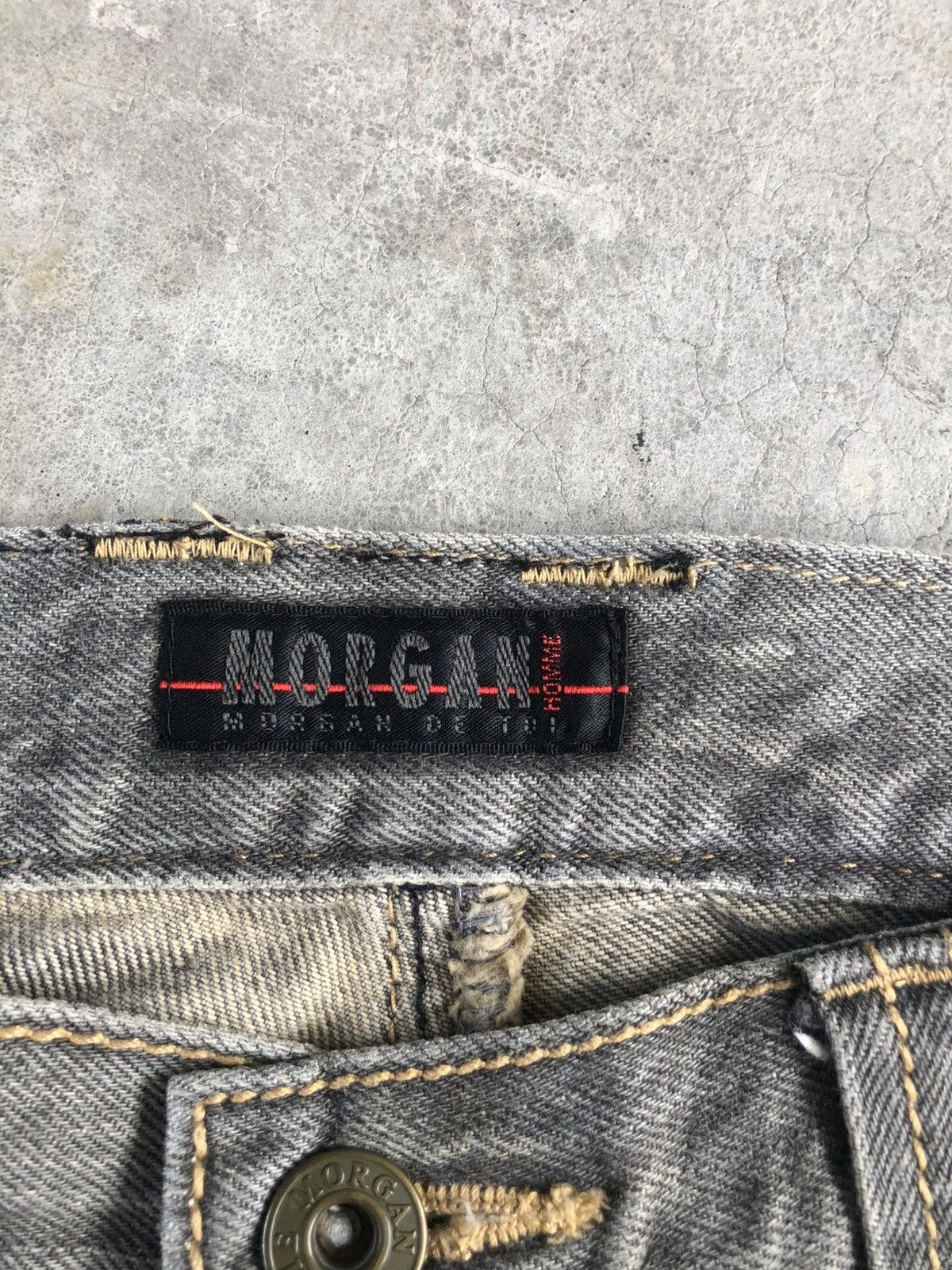 If Six Was Nine Japanese Morgan Homme Flared Jeans Distressed Denim Size US 31 - 19 Thumbnail