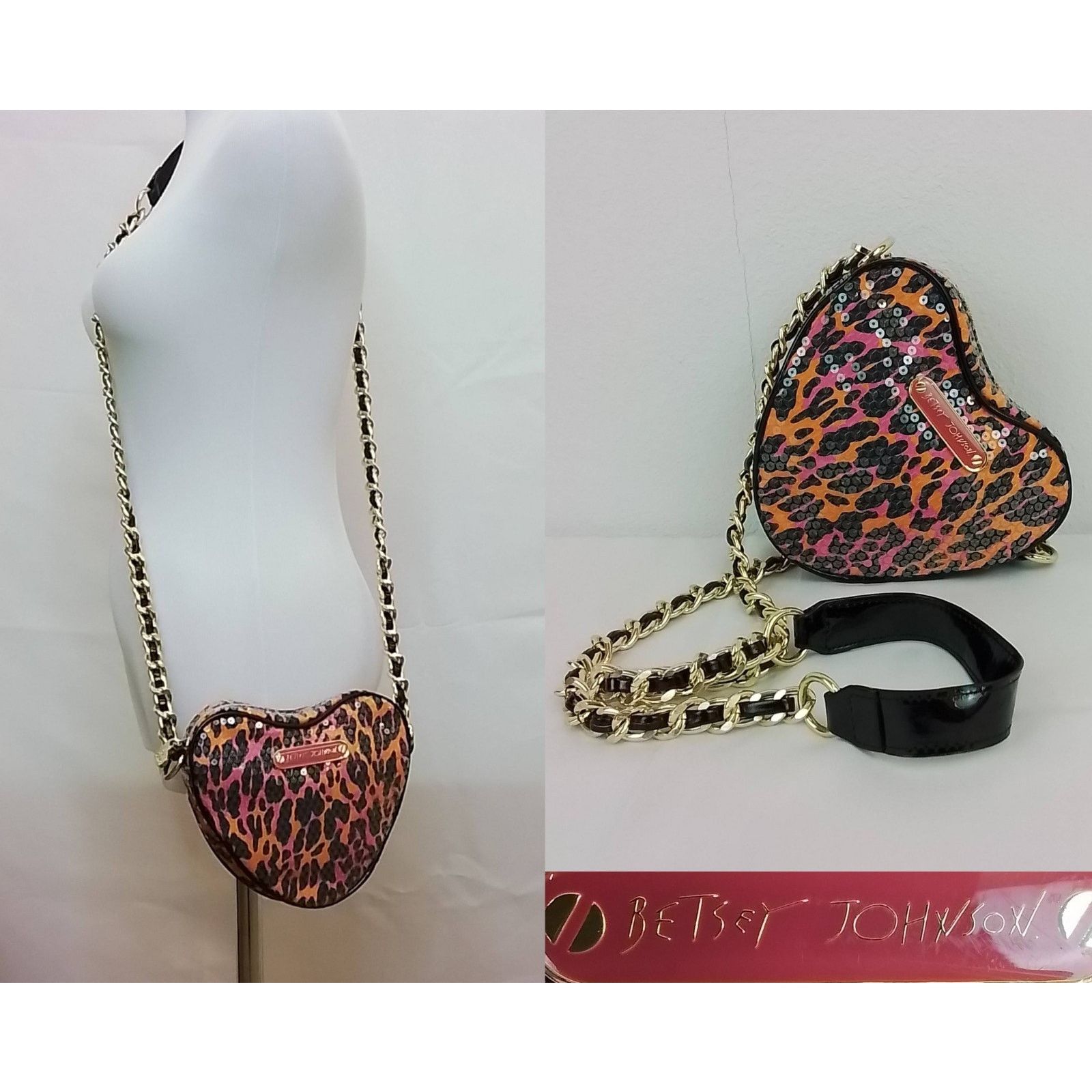 Betsey Johnson Betsey Johnson Purse Orange/Pink Sequin Heart Shaped Size ONE SIZE - 1 Thumbnail