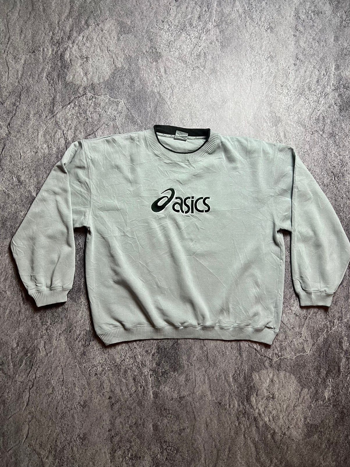 Pre-owned Asics X Vintage Y2k Vintage Asics Baggy Japan Style Crewneck Sweatshirt In Light Grey