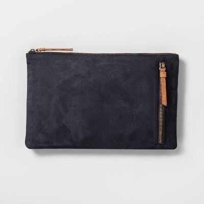 Other Faux Leather & Canvas Zippered Clutch Bag With Dual Compartm Size ONE SIZE - 3 Thumbnail