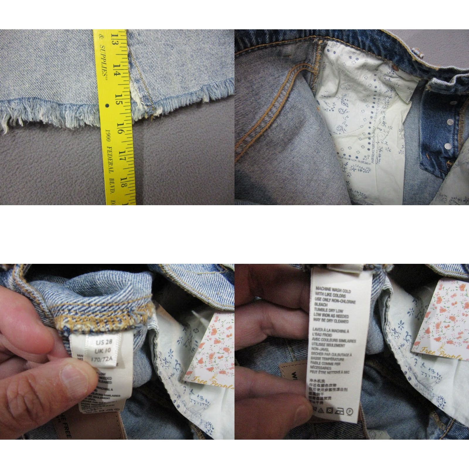 Free People Free People Blue Denim Skirt Womens A-Line Distressed Frayed Hem 28 Size 28" / US 6 / IT 42 - 8 Thumbnail