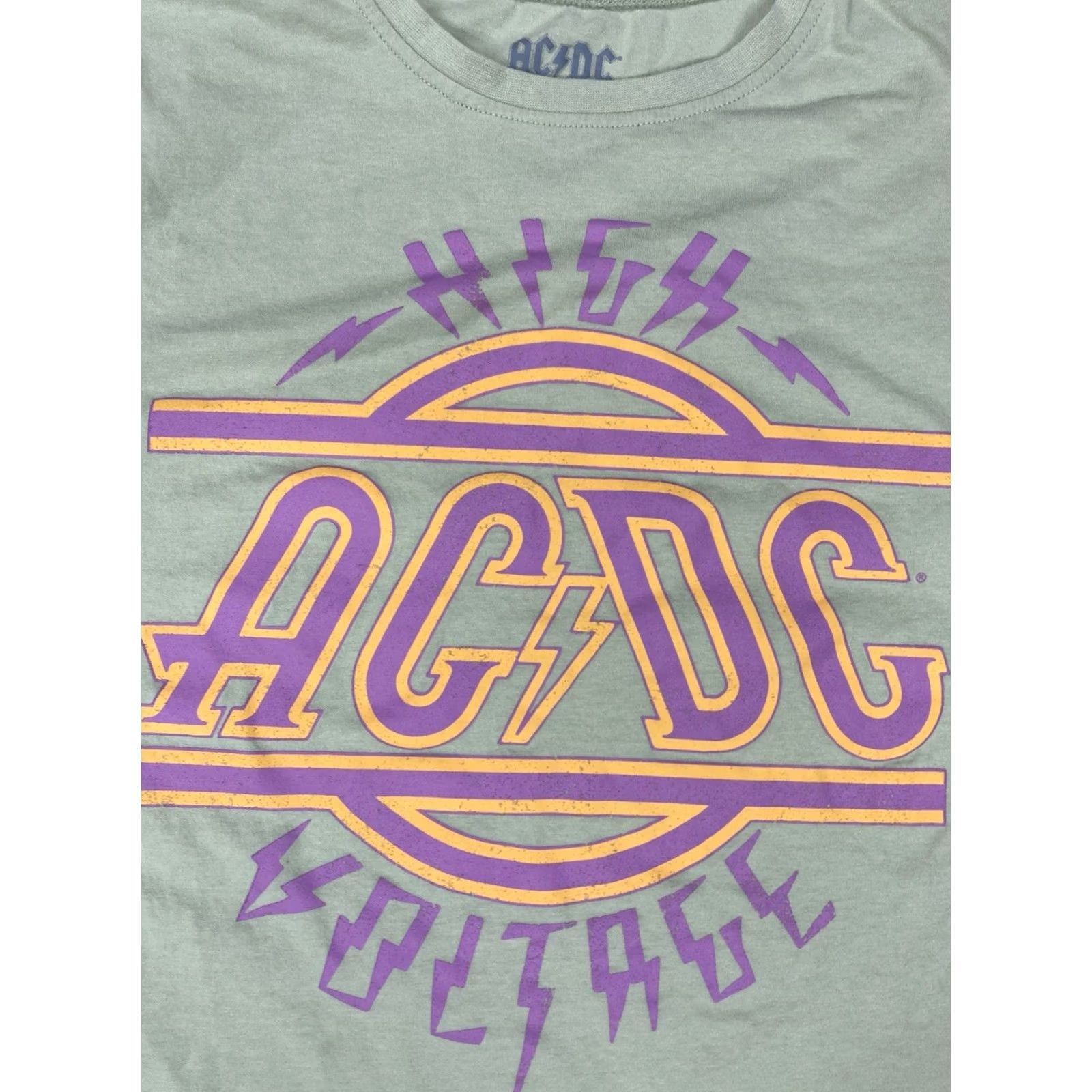 Vintage ACDC High Voltage Graphic T-shirt Women XS Oversized Green Music Rock T-Shirt Womens XS Green Oversized Casual Short Sleeve Crew Neck Pullover Size XS / US 0-2 / IT 36-38 - 2 Thumbnail