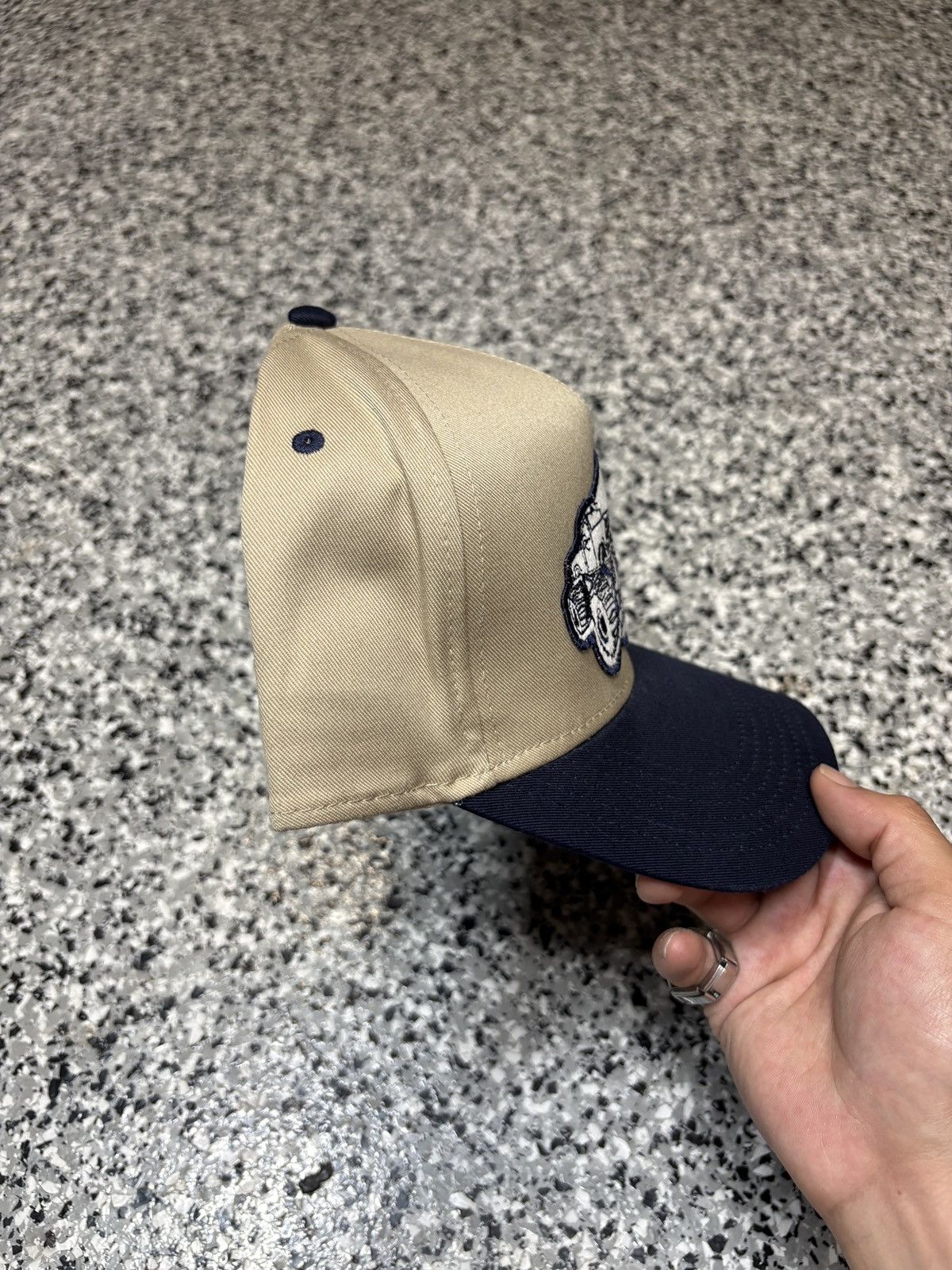 Billy Hill 2021 Billy Hill Tan/Navy “MTGY” Patched Truckers Hat OSFM Size ONE SIZE - 4 Thumbnail