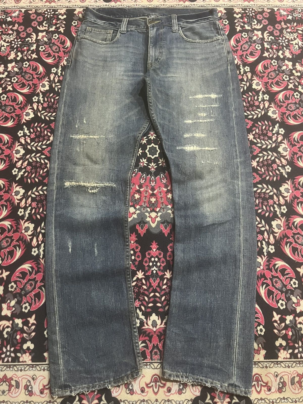 Japanese Brand Vintage And Suns Trust No One Sashiko Blue Whisker Jeans Size US 30 / EU 46 - 1 Thumbnail