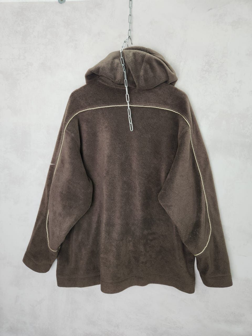Nike Vintage Nike Fleece Sherpa Brown Hoodie Swoosh Size US XL / EU 56 / 4 - 3 Thumbnail
