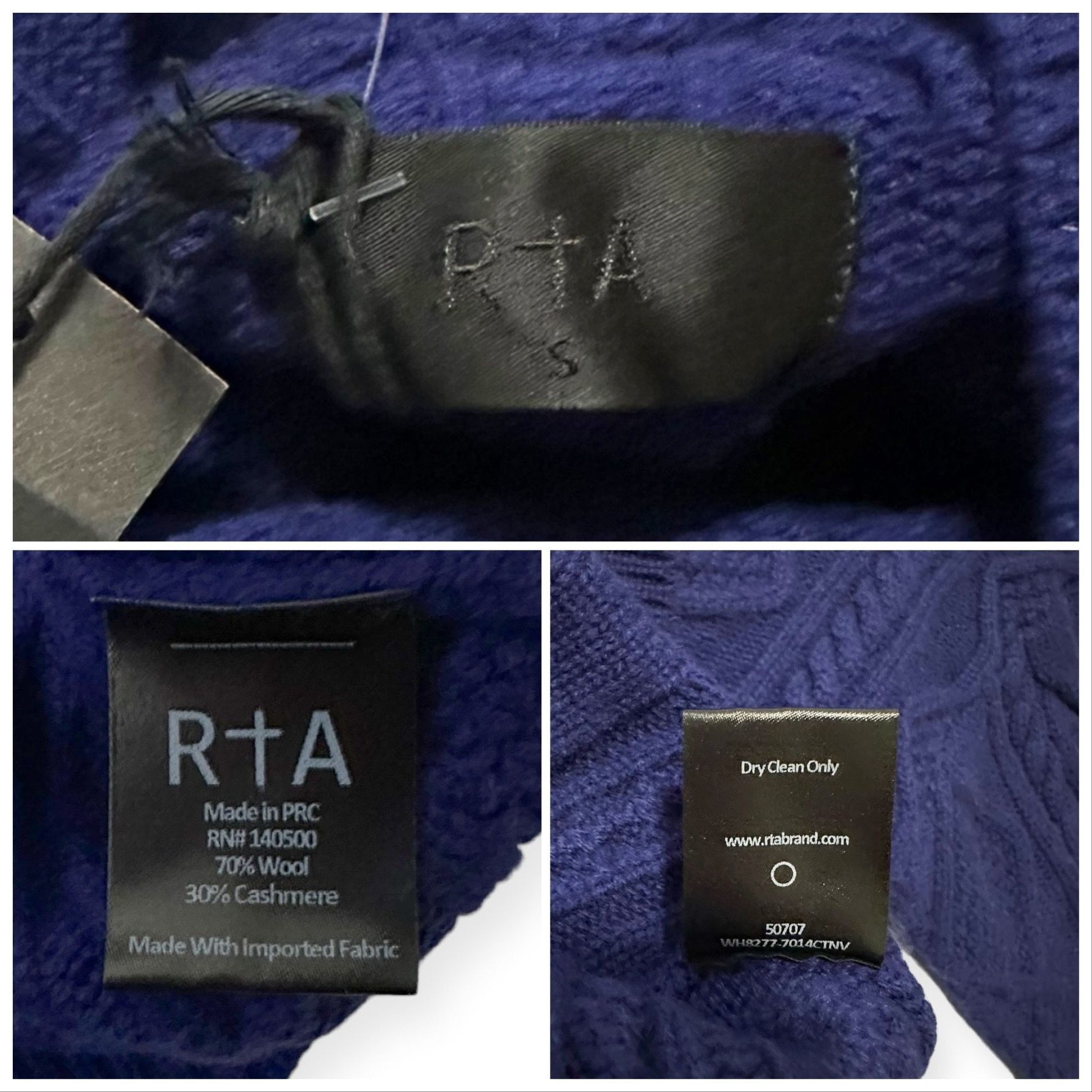 Rta RtA Zane Reverse V-Neck Cable Knit Sweater, Blue, Size S, N Size S / US 4 / IT 40 - 6 Thumbnail