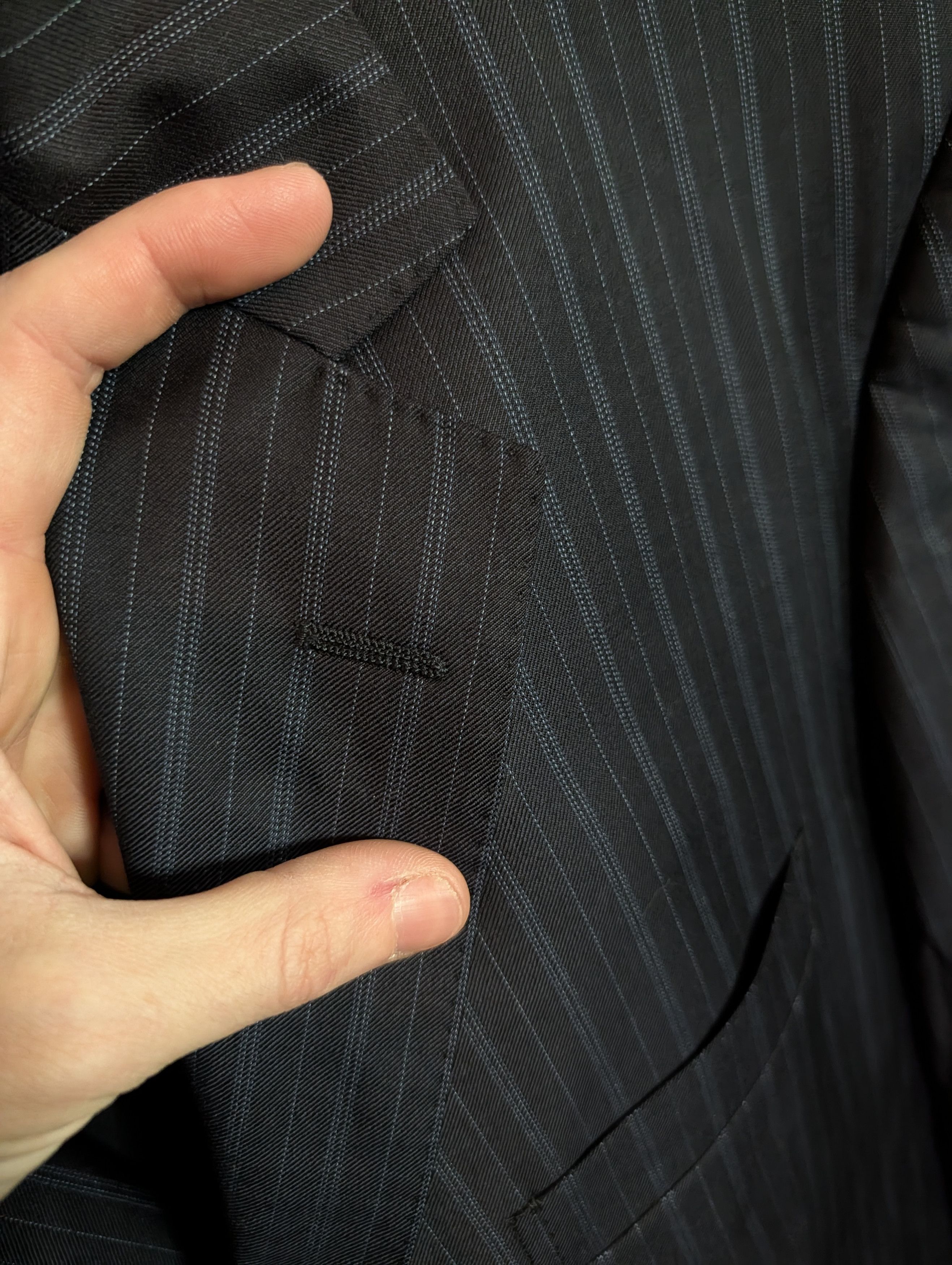 Piattelli Angelico Super 140s wool navy pinstriped Barney's suit Size 42L - 7 Thumbnail