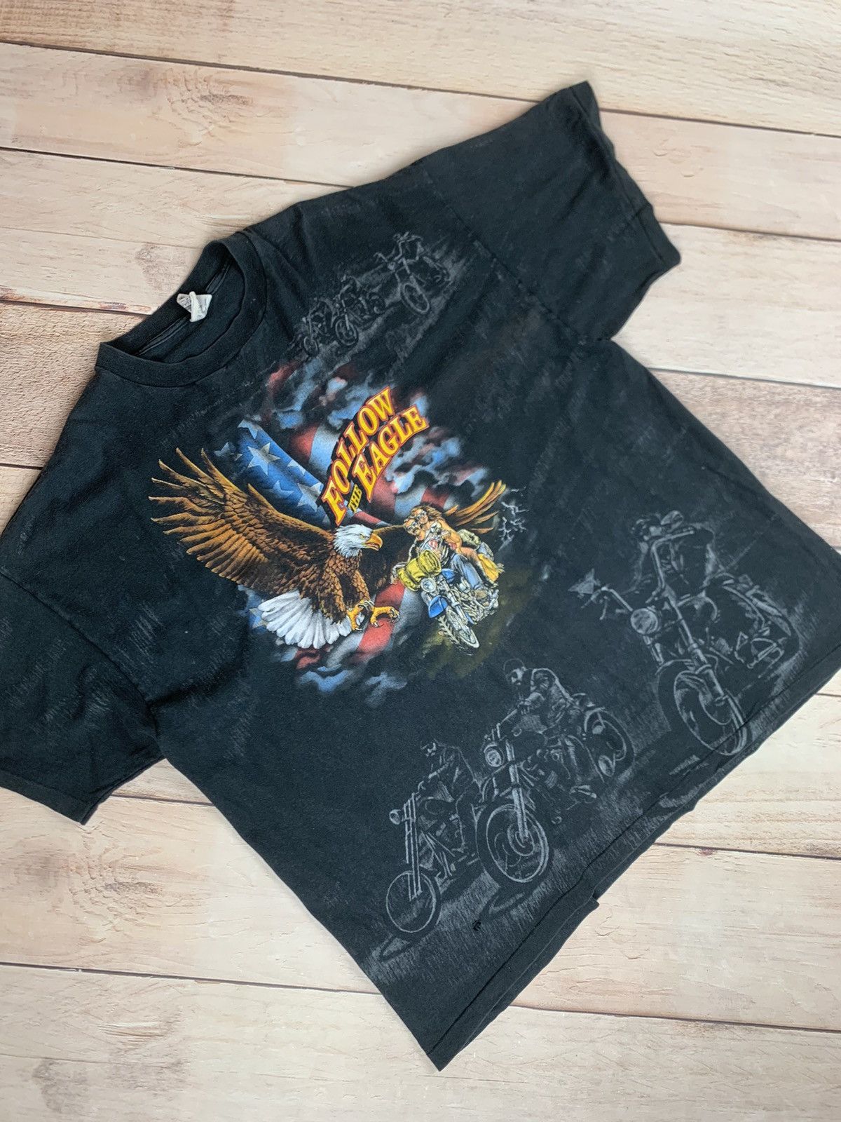 Harley Davidson × Vintage Vintage Singlestitch Motorcycle T-Shirt Follow The Eagle Size US XXL / EU 58 / 5 - 1 Thumbnail