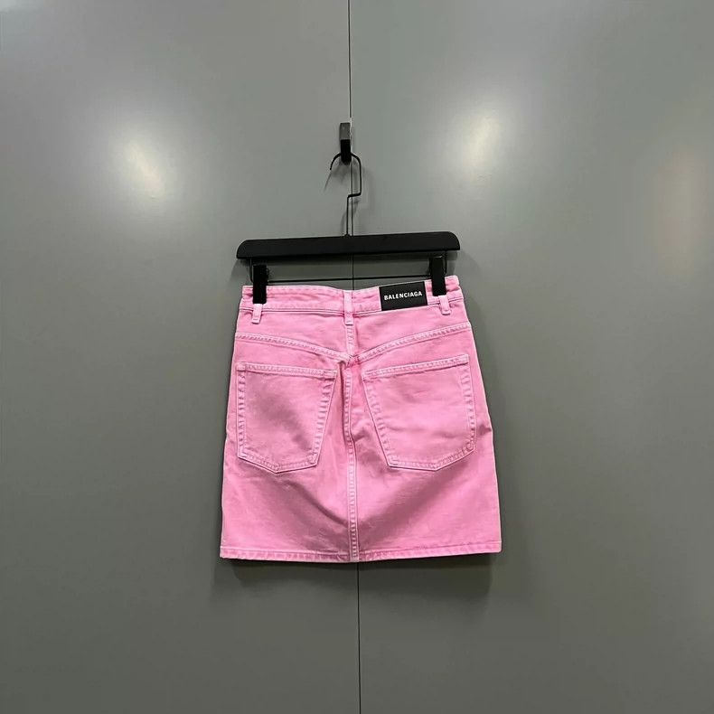 Balenciaga Balenciaga Pink Mini A-Line Denim Skirt Size 33" - 2 Thumbnail